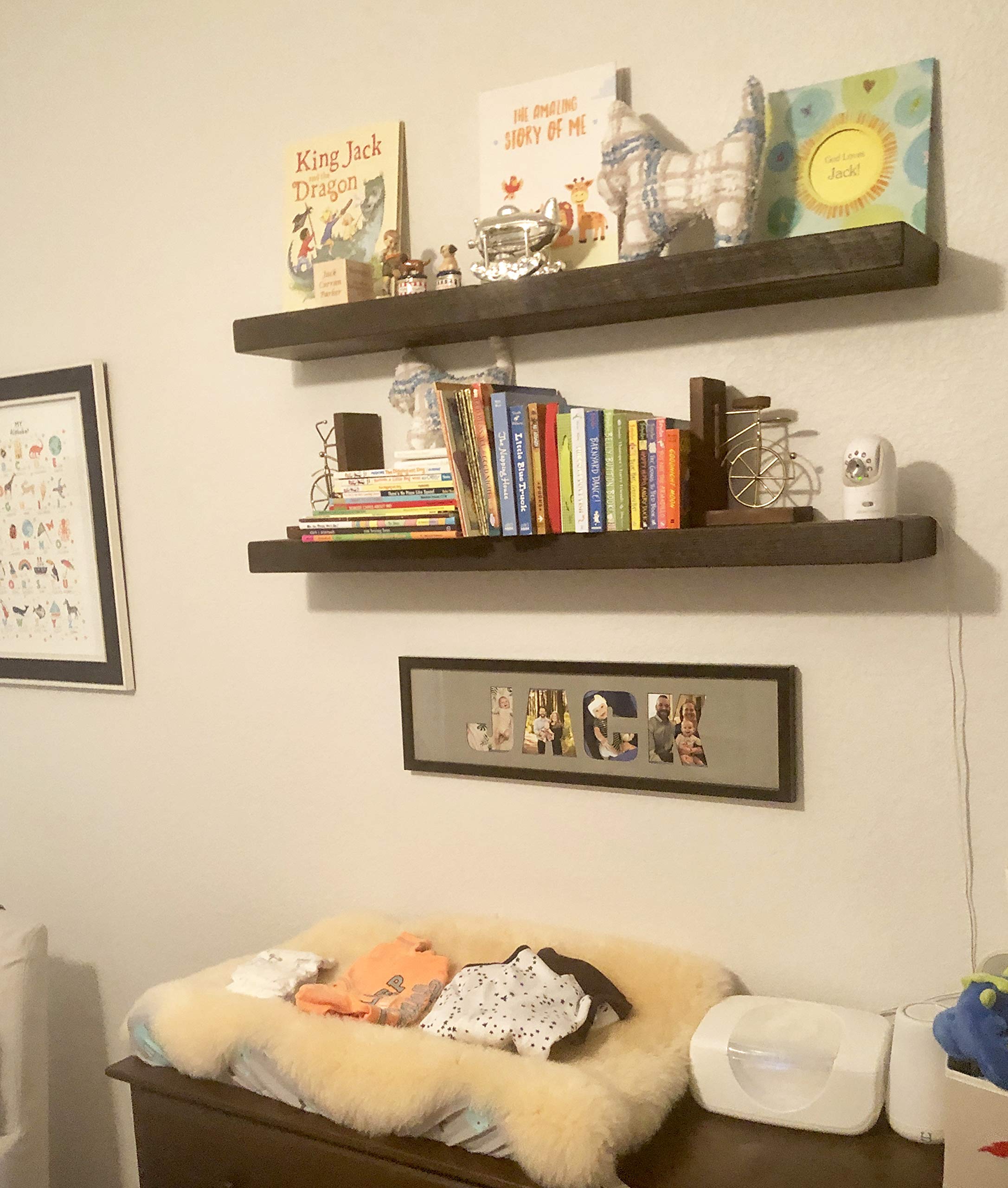 Floating Shelves for Wall - Set of 2 Natural Wood Rustic Bookshelves 36