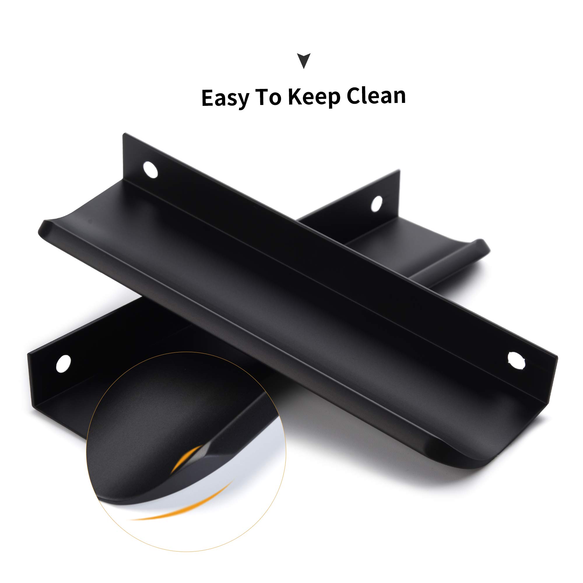 Satanga Edge Black Finger Pull - 5 Pack Aluminum Flat Hidden Back Mount Cabinet Handles for Kitchen & Home - 4.72