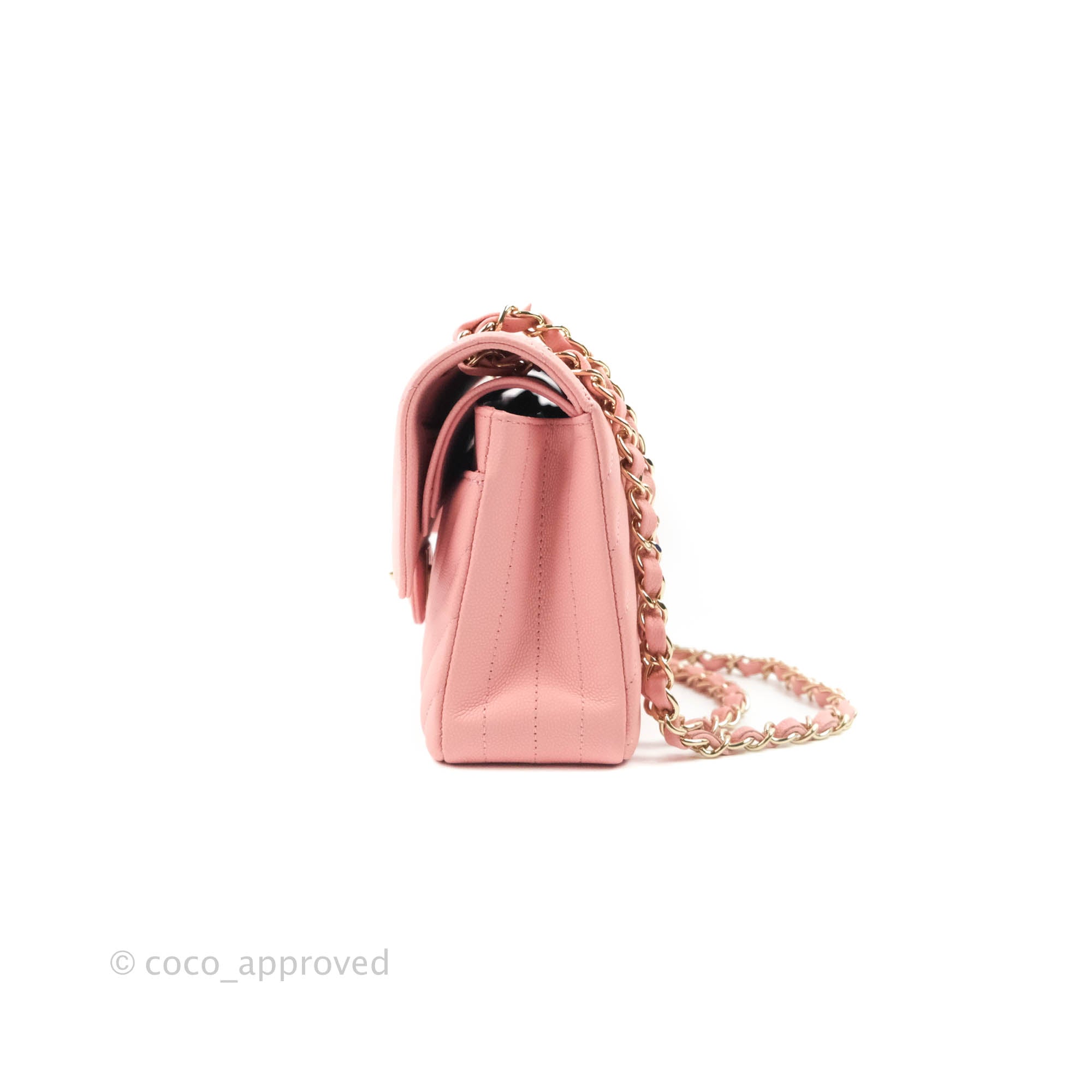 Chanel Classic Chevron Small Double Flap Bag in Pink Matte Caviar Leather with Gold Hardware - Perfect for Parties, Weddings & Everyday Luxury