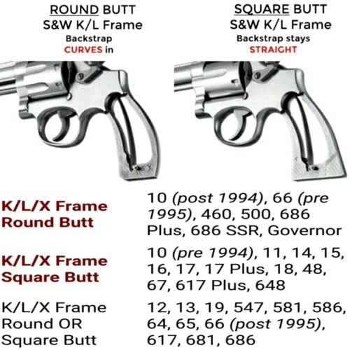 Smith & Wesson K/L Frame Square Butt Walnut Grips - Premium Wood Handgun Grips for Revolvers | Perfect for Shooting Range, Hunting & Gun Collectors