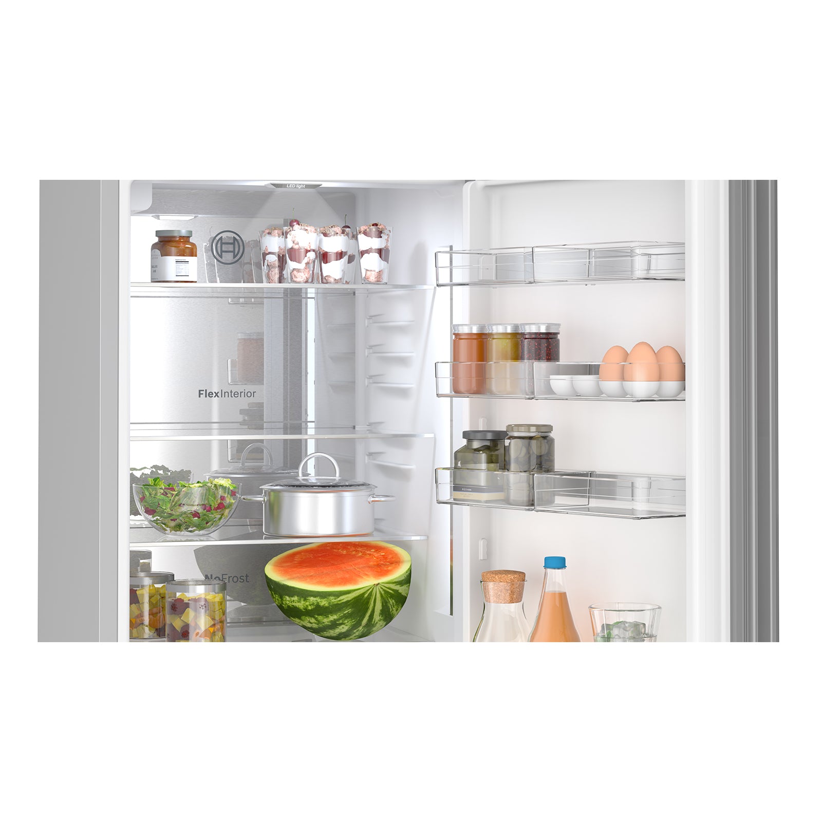Bosch 24 Inch White Glass Smart Counter Depth Bottom Freezer Refrigerator with Home Connect - 12.8 Cu. Ft (B24CB80ESW) - Perfect for Modern Kitchens, Open Floor Plans & Smart Homes
