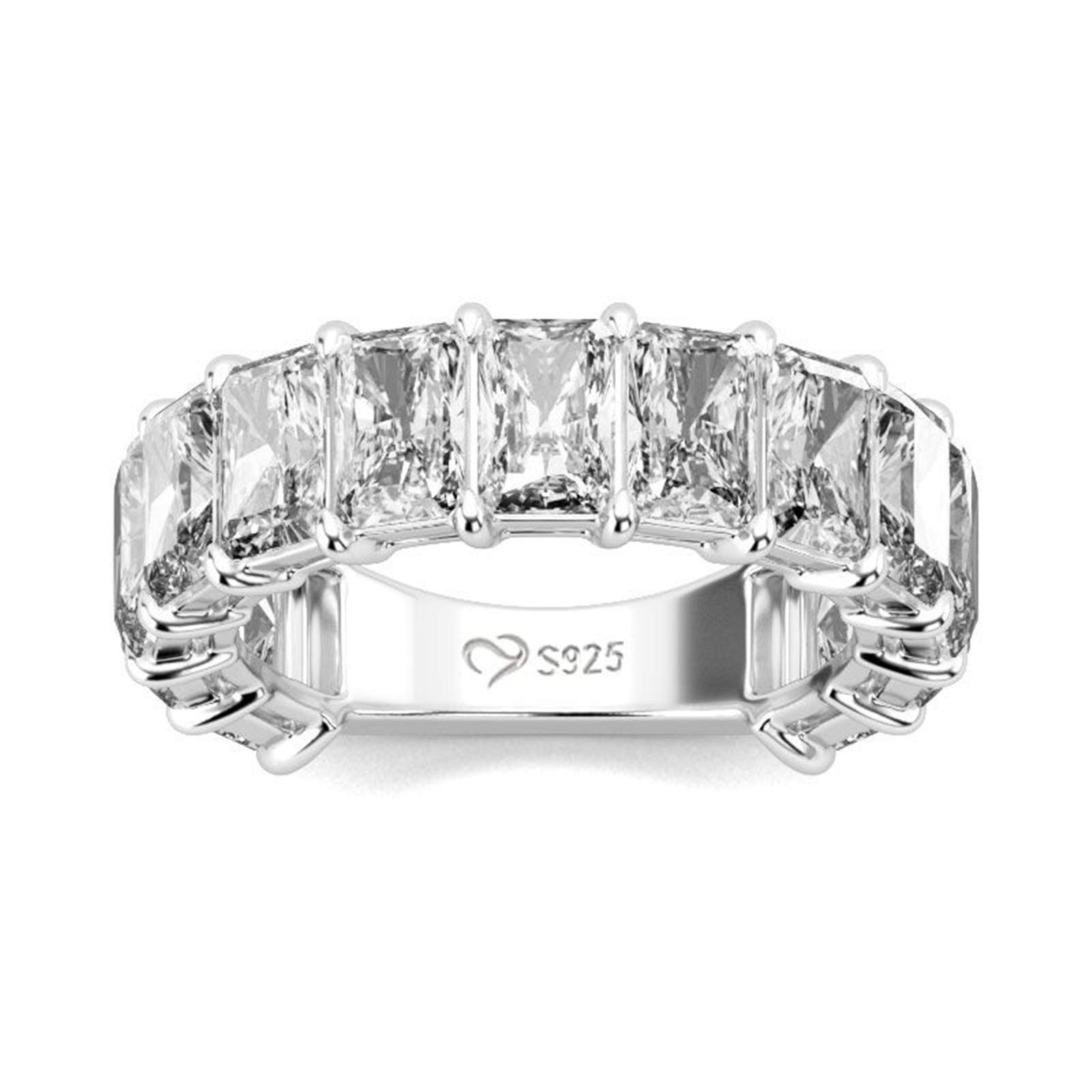 Jeulia Classic Radiant Cut Sterling Silver Women's Band Ring - Elegant Anniversary, Promise, Engagement & Wedding Jewelry for Her with Gift Box | Perfect for Christmas Gifts, Proposals & Special Occasions