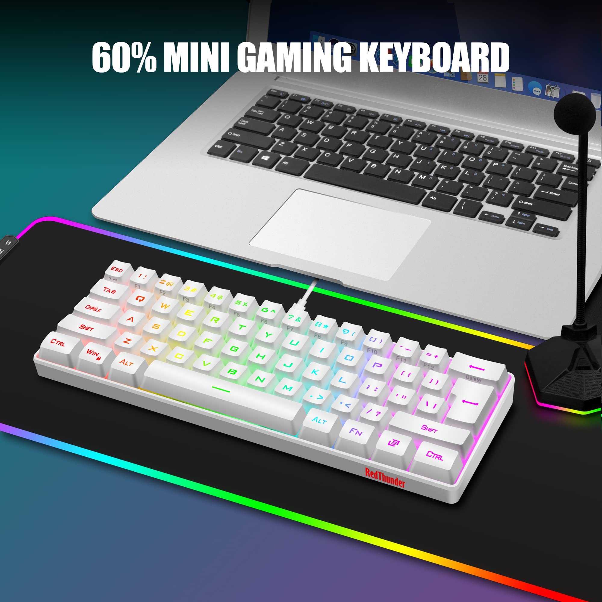 RedThunder 60% RGB Gaming Keyboard & Mouse Combo for PC/PS5/Xbox - White