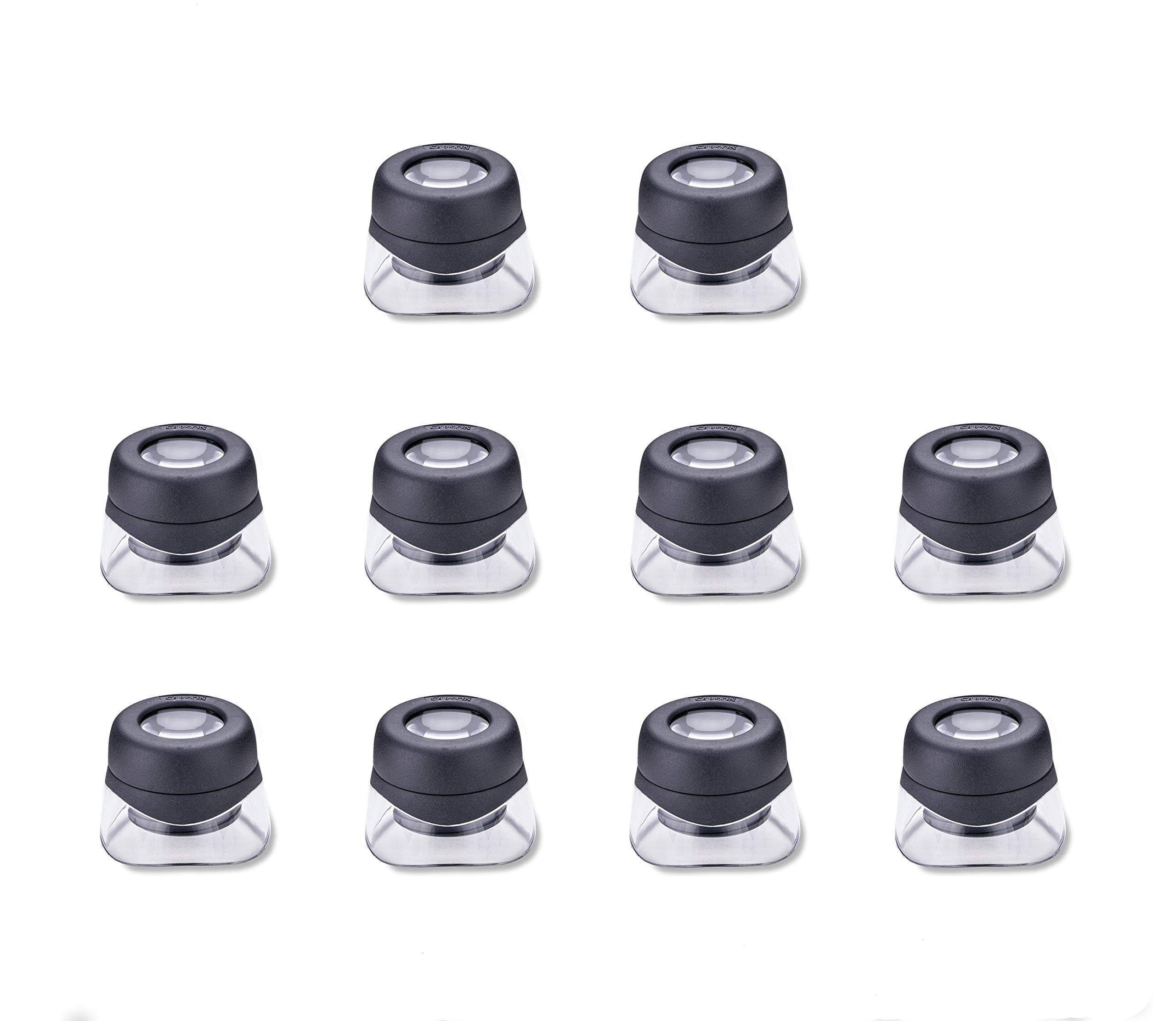 Carson VersaLoupe 10x Magnifying Glass with Stand - 1.0 Inch Jewelry Loupe for Coins, Stamps, Gems, Photography & Hobby Use - Professional Grade Magnifier Set of 10 (LH-30MU) - Perfect for Jewelers, Collectors, Watch Repair & Close-Up Photography