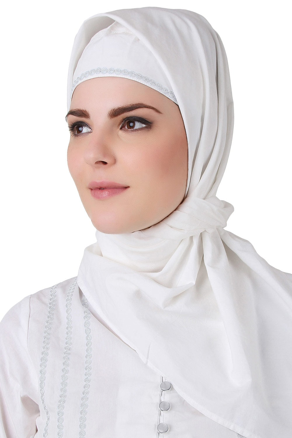 Hajna White Cotton Hijab Scarf - Soft Breathable Muslim Headscarf for Women - Perfect for Daily Wear, Prayer, and Modest Fashion