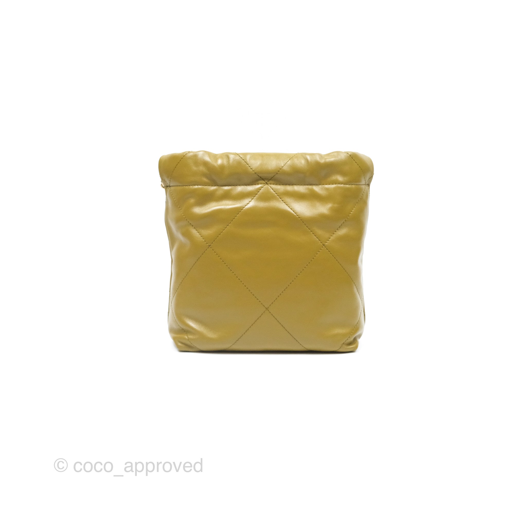 Chanel 22 Mini Bag in Olive Green | Shiny Crumpled Calfskin Leather with Aged Gold Hardware | Luxury Crossbody Purse for Women | Perfect for Date Night & Evening Events
