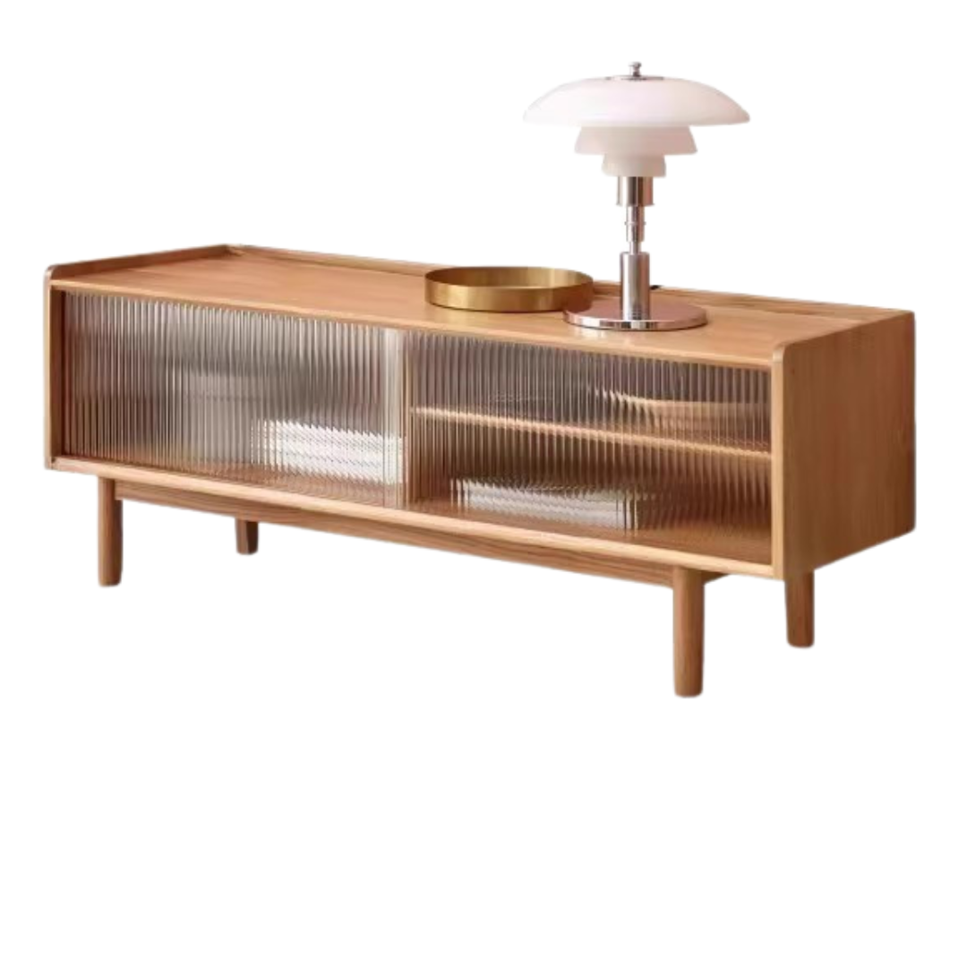 Solid Oak Wood TV Stand - Small Size with Multiple Style Options - Perfect for Living Room, Bedroom & Home Theater Setup