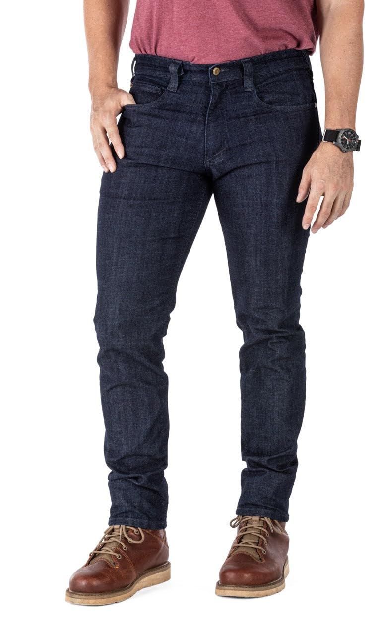 5.11 Tactical Men's Defender-Flex Slim Jeans - Stretch Comfort, Fitted Waistband, 7 Utility Pockets (Style 74465) - Perfect for Outdoor Adventures, Tactical Work & Everyday Wear