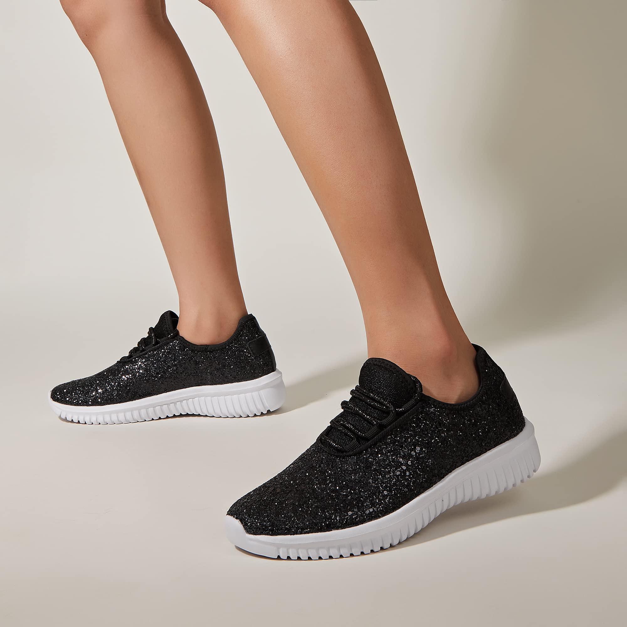 K KIP WOK Women's Fashion Glitter Slip-On Sneakers - Lightweight Running Shoes for Walking, Tennis & Casual Wear | Perfect for Gym, Workout, Travel & Everyday Use