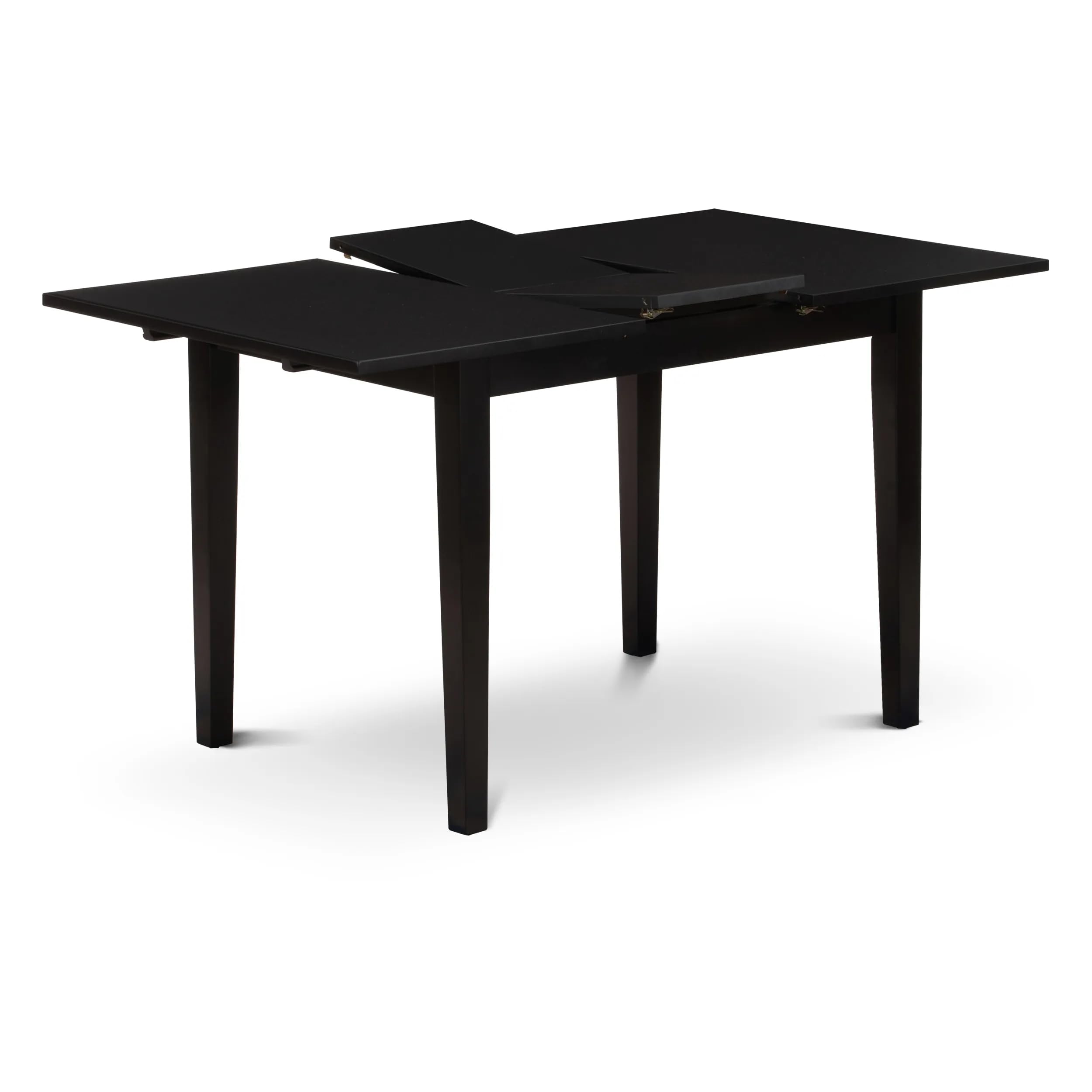 East West Furniture 3 Piece Dining Room Table Set - Rectangle Kitchen Table with Butterfly Leaf & 2 Cream Linen Fabric Parson Chairs, 32x54 Inch, Black - Perfect for Small Spaces, Breakfast Nooks & Cozy Family Meals