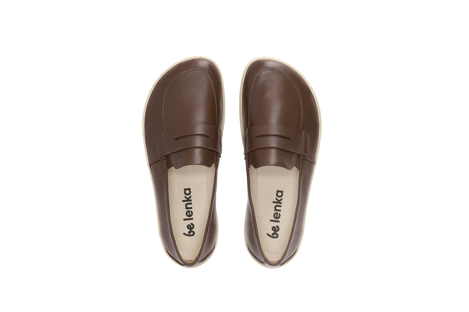 Barefoot Moccasins for Men & Women - Be Lenka Buena Soft Leather Minimalist Shoes in Dark Brown & Beige | Comfortable House Slippers, Indoor/Outdoor Walking Shoes for Home, Office & Travel