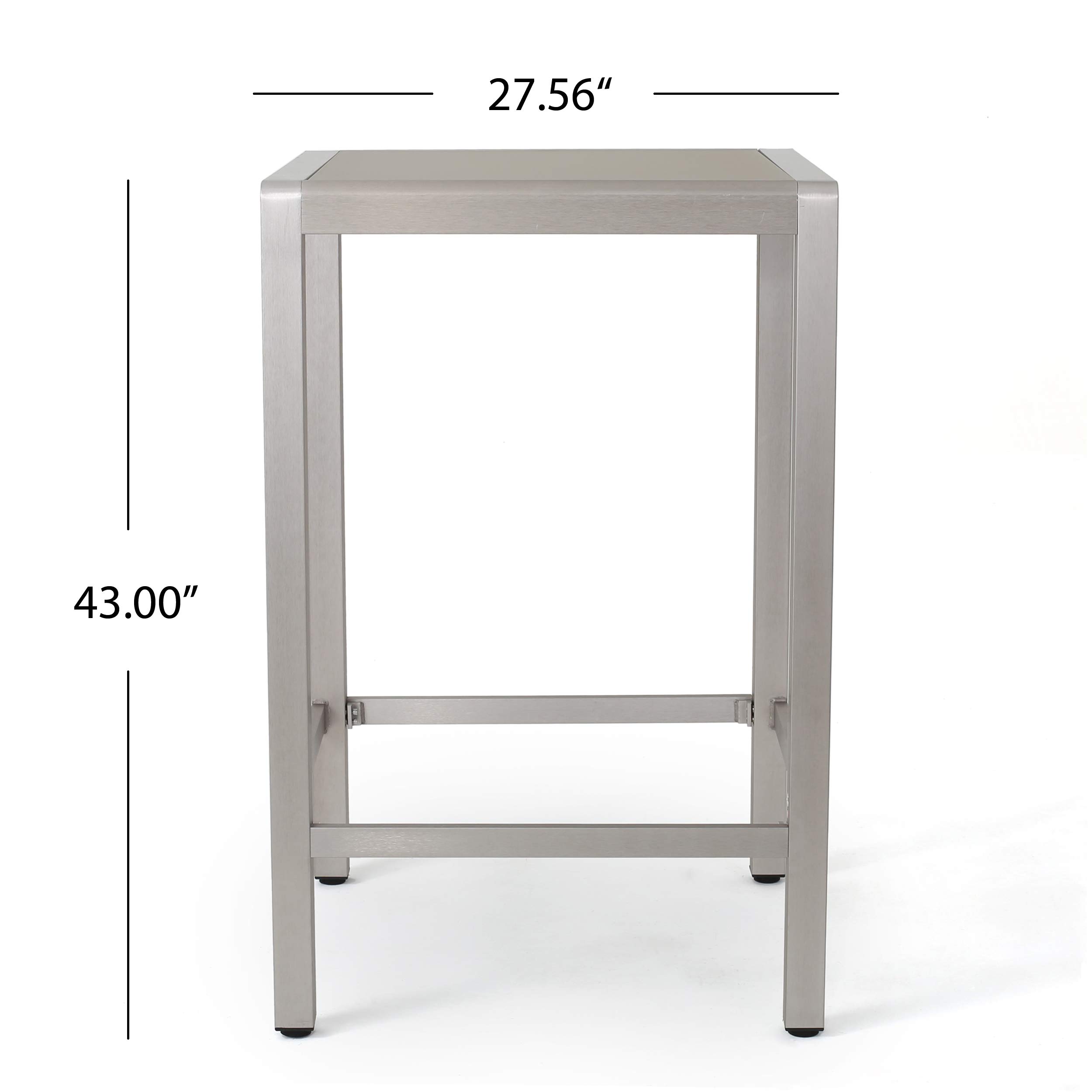 Christopher Knight Home Cape Coral Outdoor Aluminum Bar Table with Glass Top, Grey - Patio, Deck, Garden, and Poolside Dining & Entertaining