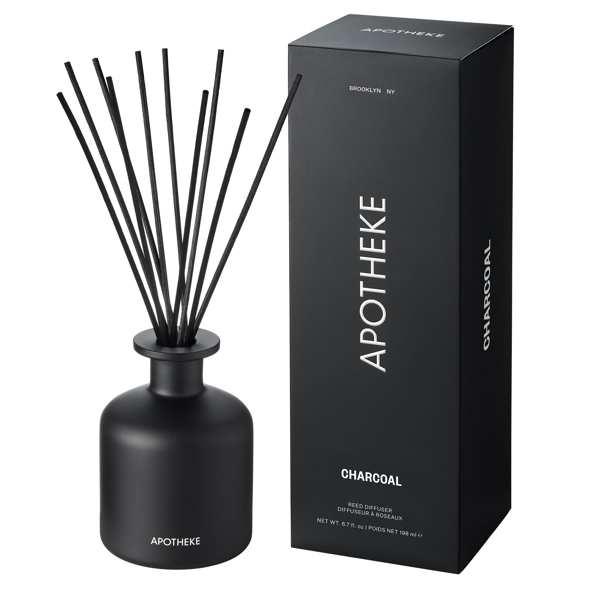 Premium Charcoal Reed Diffuser for Home - Natural Air Freshener & Odor Eliminator | Perfect for Living Room, Bedroom, Bathroom & Office