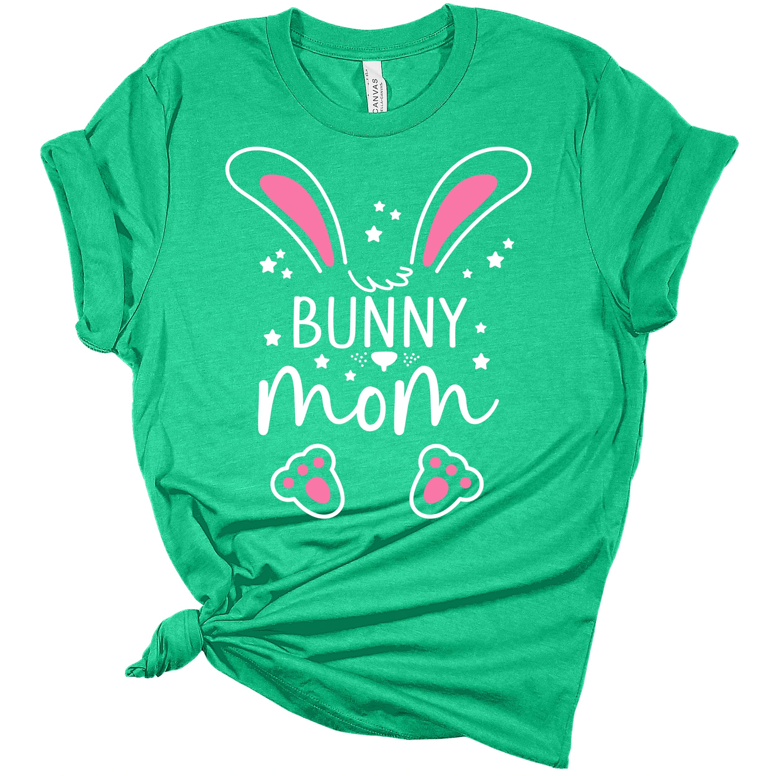 Easter Bunny Women's Cute Bella T-Shirt - Bunny Mom Graphic Tee for Easter Celebration & Spring Outfits