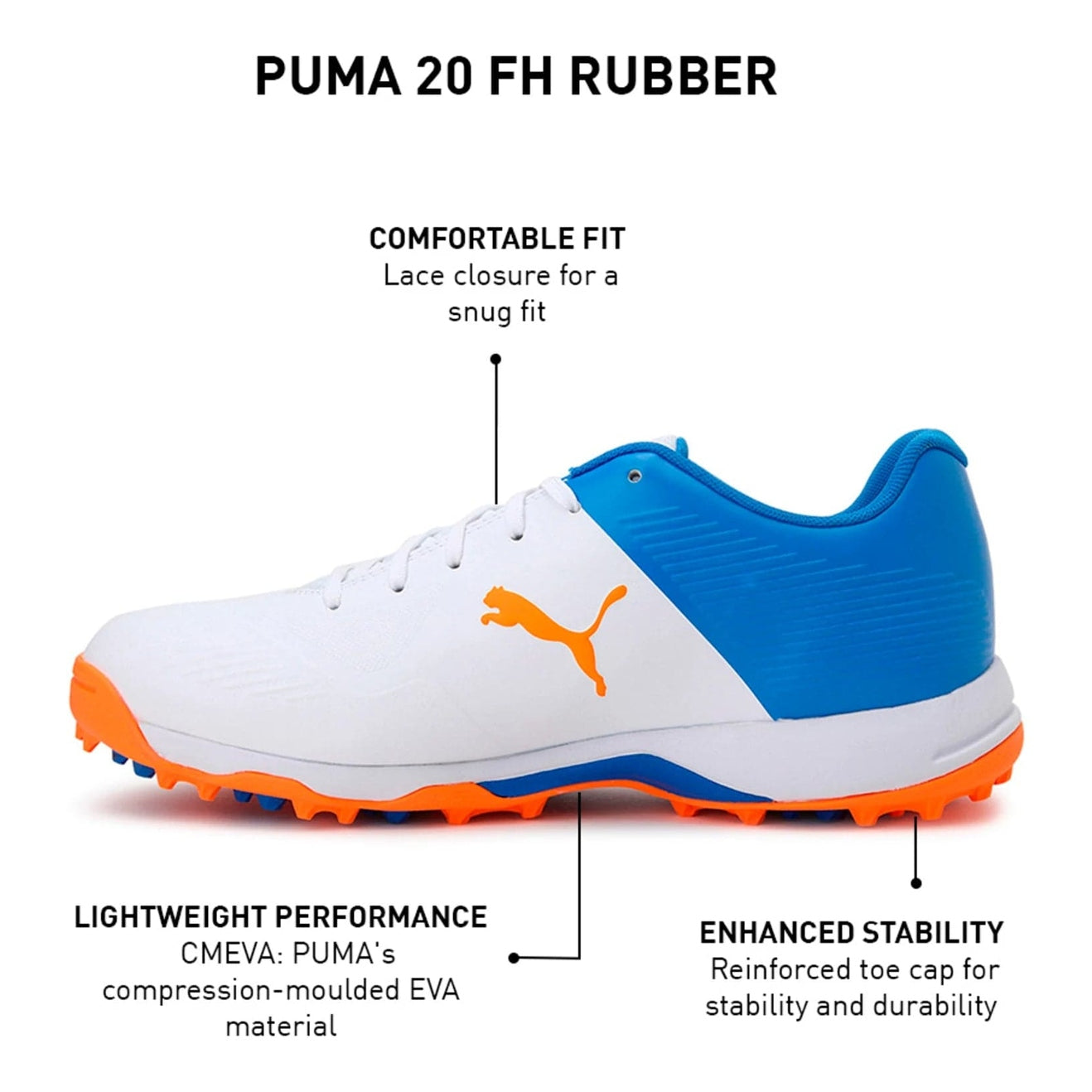 Puma 20 FH Rubber Cricket Shoes - Lightweight & Durable for Men & Women - Perfect for Cricket Matches, Training & Outdoor Sports