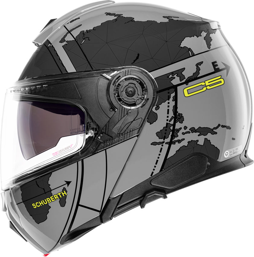 Schuberth C5 Globe Grey Motorcycle Helmet - Premium DOT Certified Full Face Helmet for Men & Women - Ideal for Touring, Commuting, and Long-Distance Riding