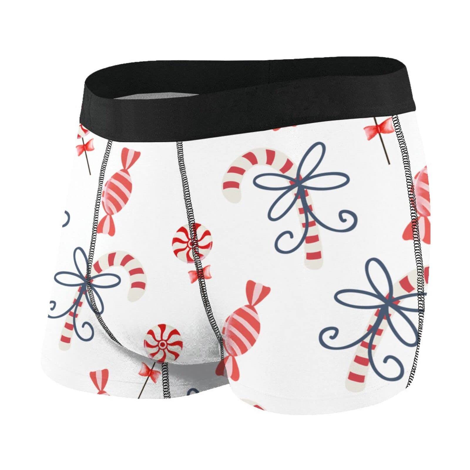 **Breathable Stretch Men's Christmas Candy Cane Boxer Briefs - Comfortable Holiday Underwear for Gifts & Festive Parties**