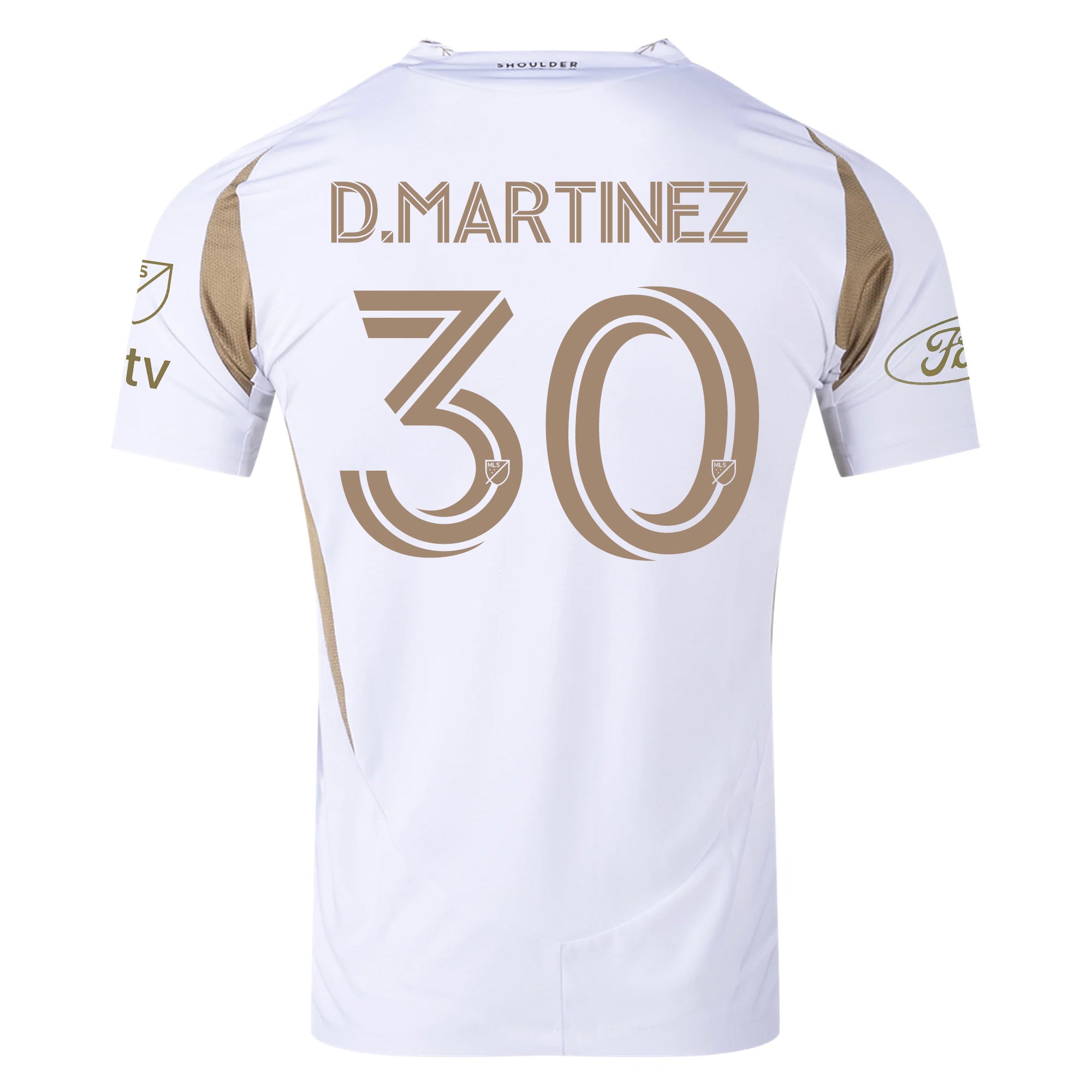 Adidas David Martinez LAFC Authentic Away Jersey 2025-2026 - White/Gold with MLS, Apple & Ford Logos - Official Soccer Jersey for Fans & Players - Perfect for Games, Training & Collecting