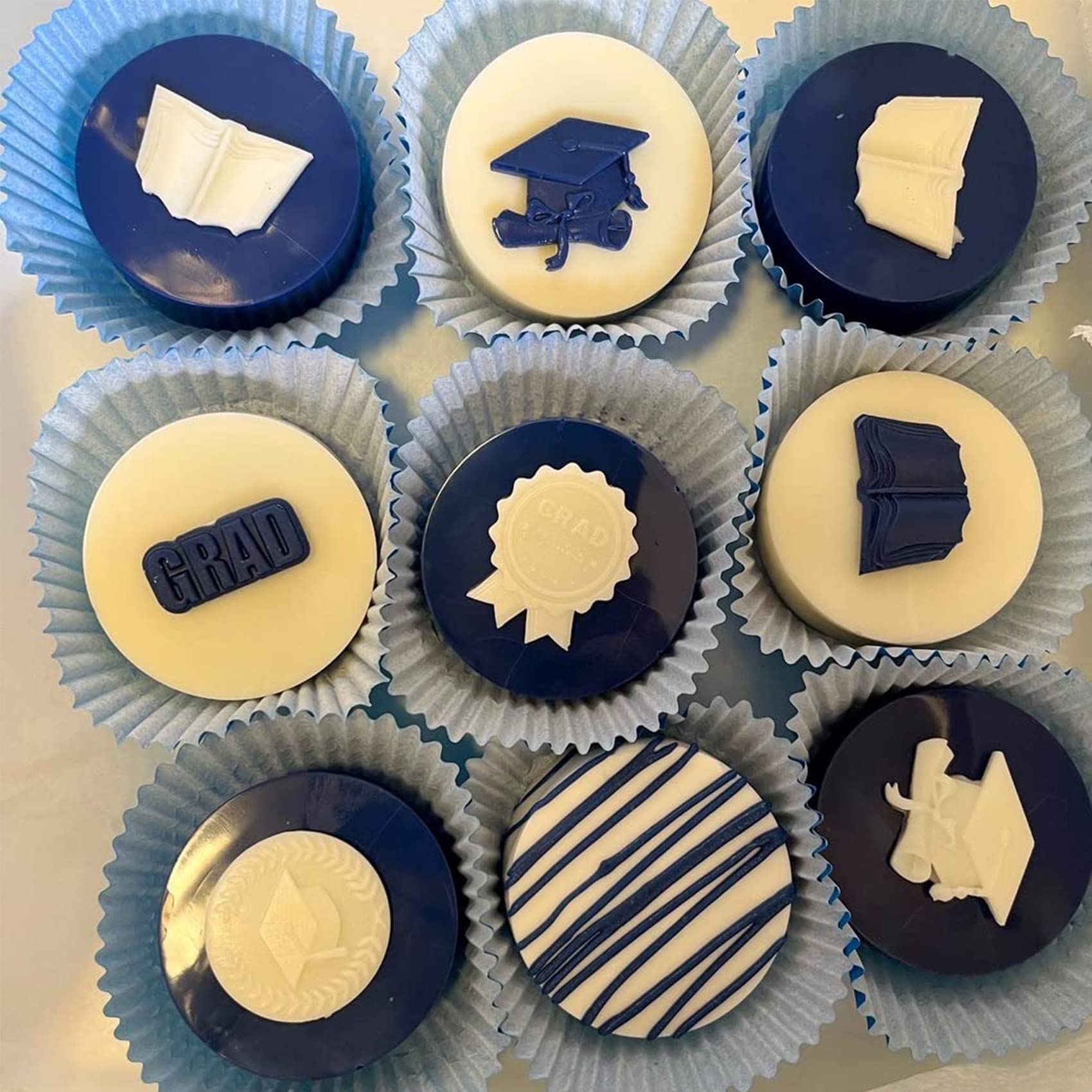 Graduation Chocolate Mold Silicone - Mini Graduation Cap & Diploma Book Fondant Candy Soap Ice Cube Clay Molds - DIY Tools for Grad Party Decoration - Perfect for Cupcakes, Cake Pops, and Party Favors