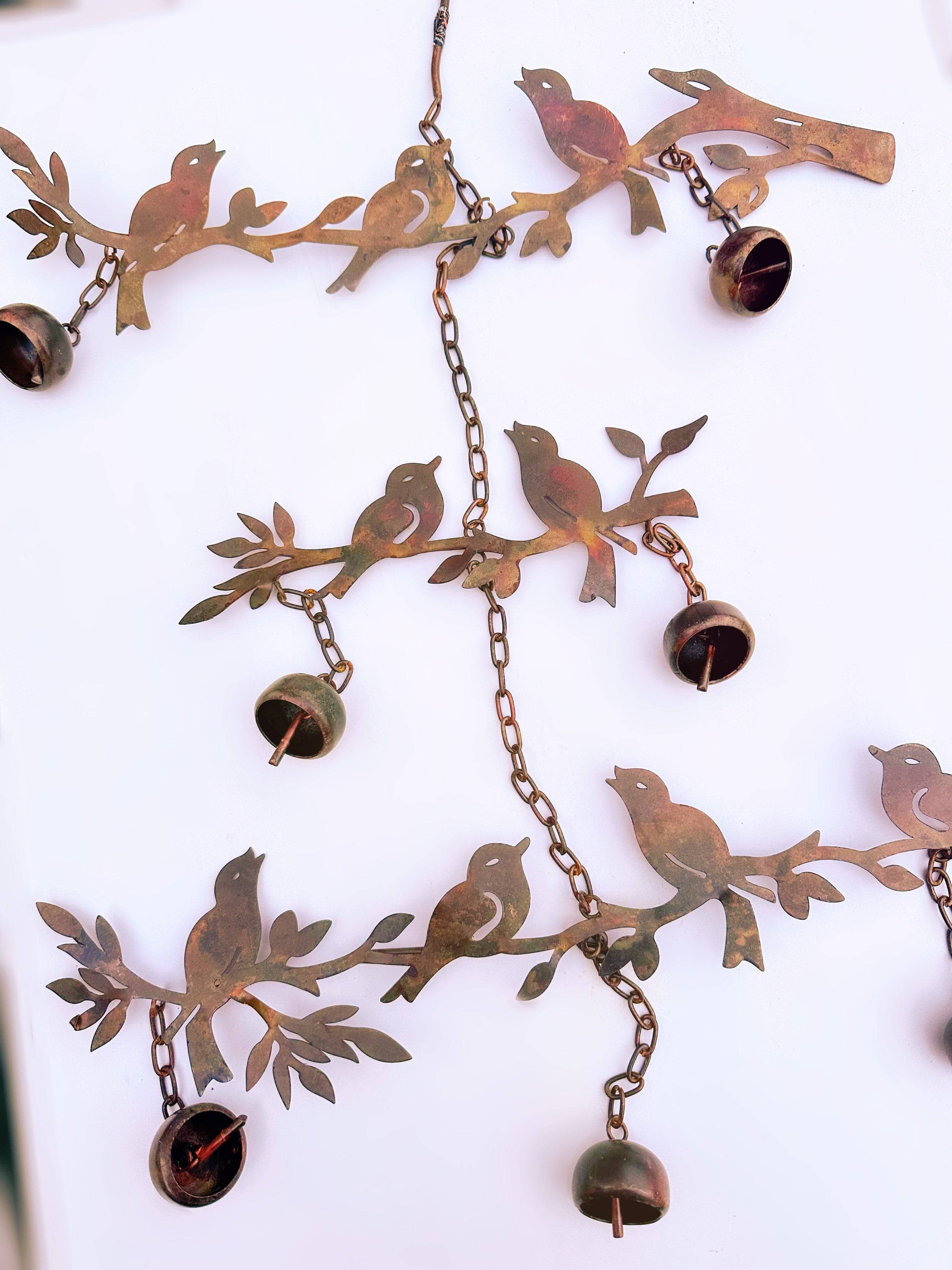 Birds and Branches Wind Chime - Handcrafted Outdoor Garden Decor with Soothing Melodies for Patio, Porch & Backyard Relaxation