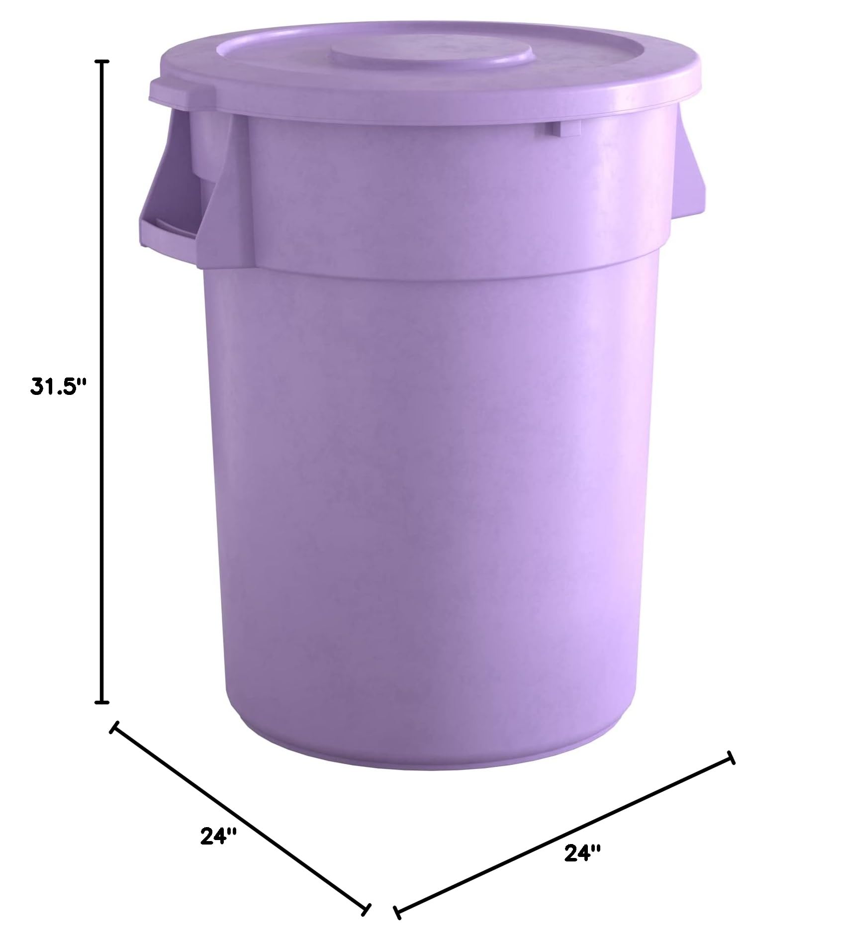 44 Gallon Purple Round Commercial Trash Can with Lid - Heavy Duty Waste Bin for Office, Restaurant & Outdoor Use