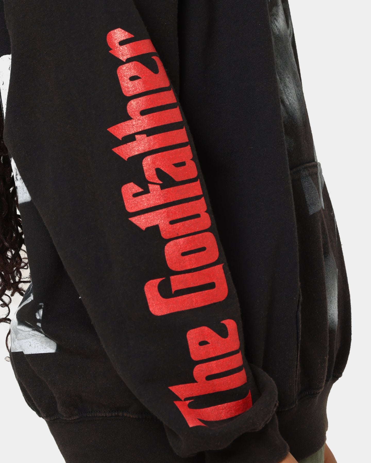 The Godfather Vintage Hoodie - Black Wash Distressed Cotton Pullover | American Thrift Streetwear | Perfect for Movie Fans & Retro Fashion Lovers
