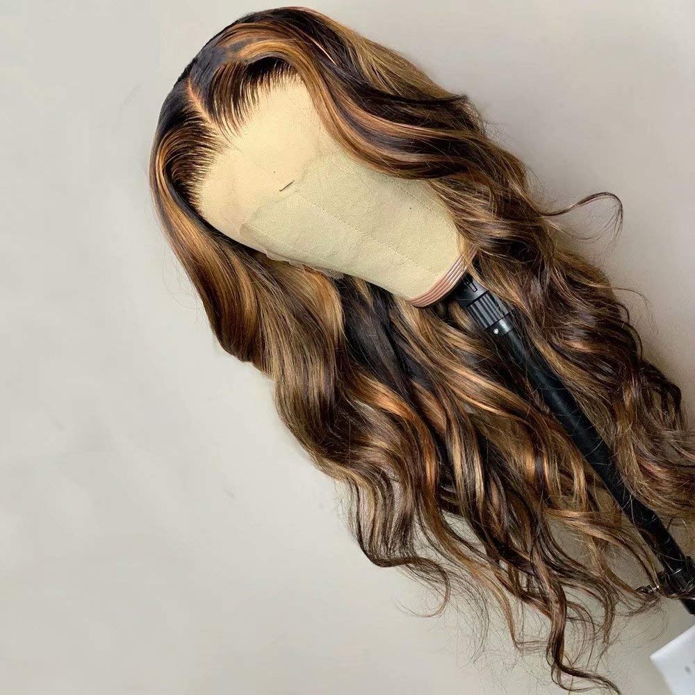 13x4 HD Invisible Lace Front Human Hair Wigs - Body Wave Brazilian Remy Hair 150% Density 24 Inch with Ombre Highlights & Pre-Plucked Bleached Knots | Perfect for Daily Wear, Cosplay, and Special Occasions