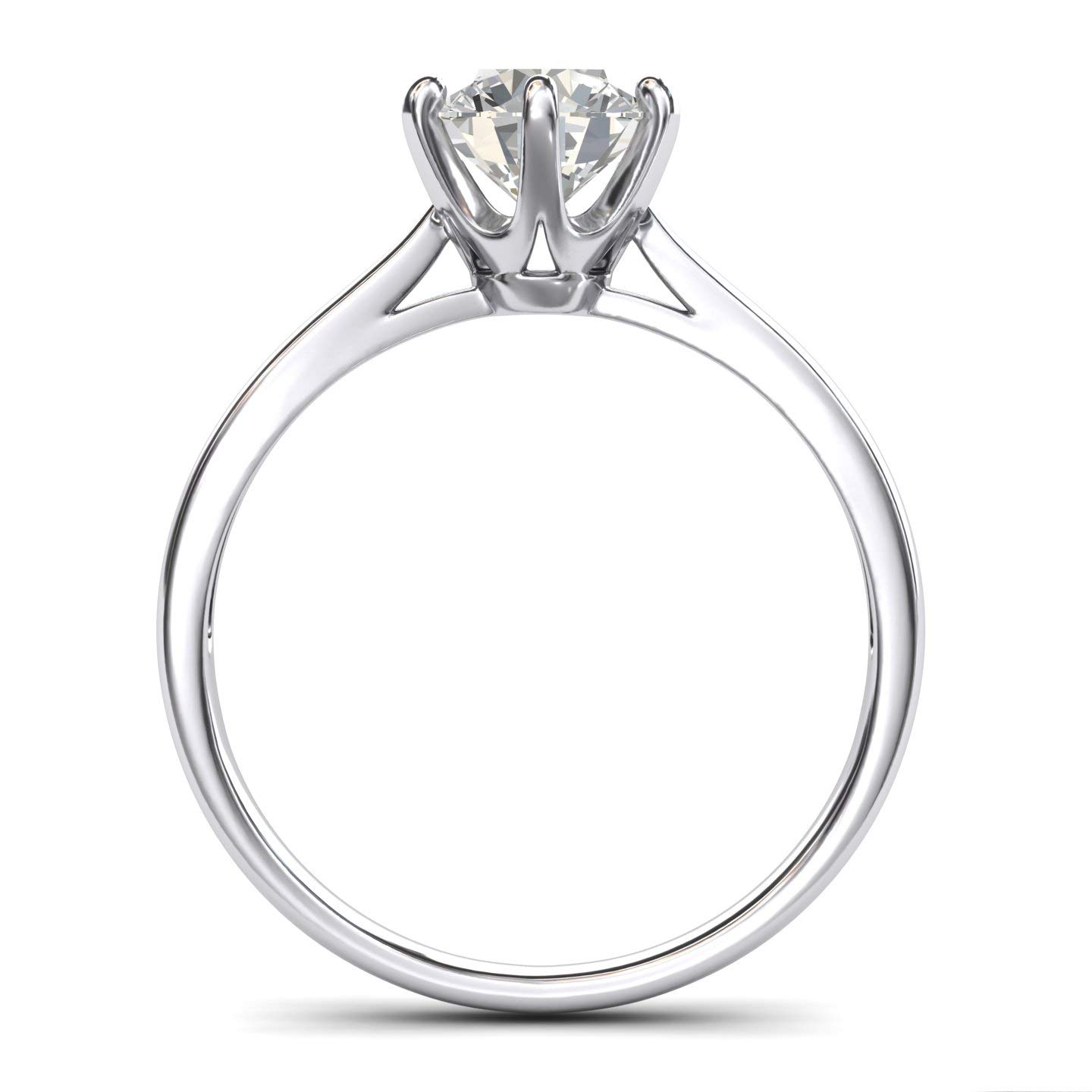 14K White Gold 2.0 CT Simulated Diamond Engagement Ring - Classic 6-Prong Solitaire Bridal Wedding Ring for Proposal, Promise & Anniversary Gifts