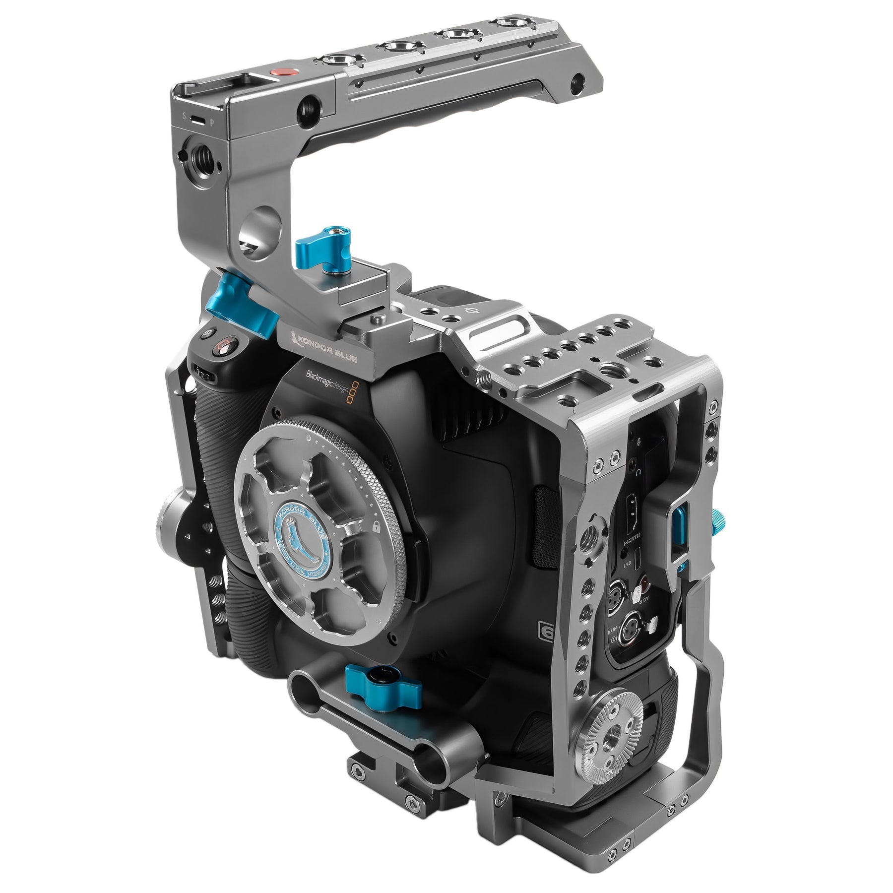 Kondor Blue BMPCC 6K Pro Battery Grip Cage with Top Handle (Space Gray) - Durable Camera Cage for Blackmagic Pocket Cinema Camera 6K Pro - Perfect for Filmmaking, Vlogging & Professional Videography