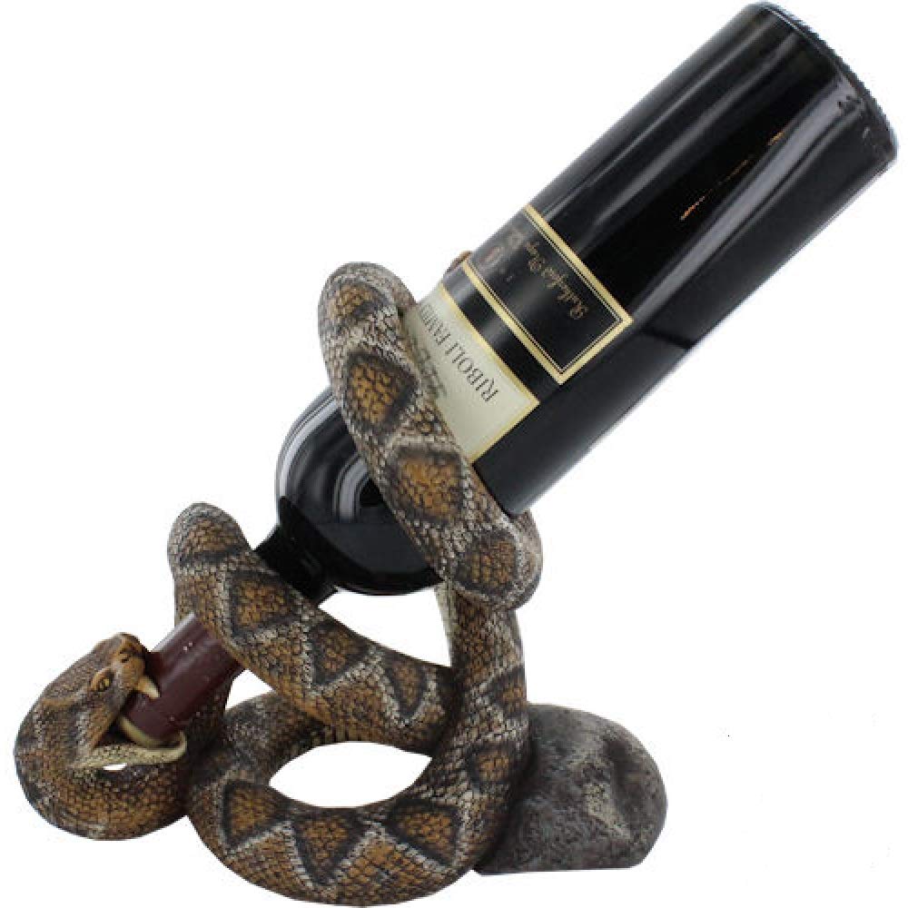 Rattlesnake Wine Bottle Holder - Unique Decorative Metal Wine Rack for Home Bar, Kitchen, Dining Room - Perfect Gift for Wine Lovers