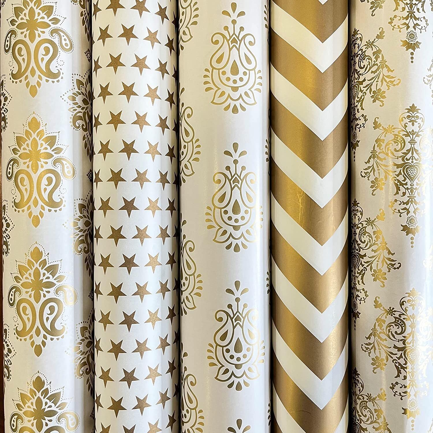 10 Pcs Golden Gift Wrapping Paper Sheets - Premium Decorative Wrapping Paper for Anniversary, Birthday, Wedding | DIY Crafts, Scrapbooking, Present Packaging | Elegant Gift Wrap for Special Occasions & Party Decorations