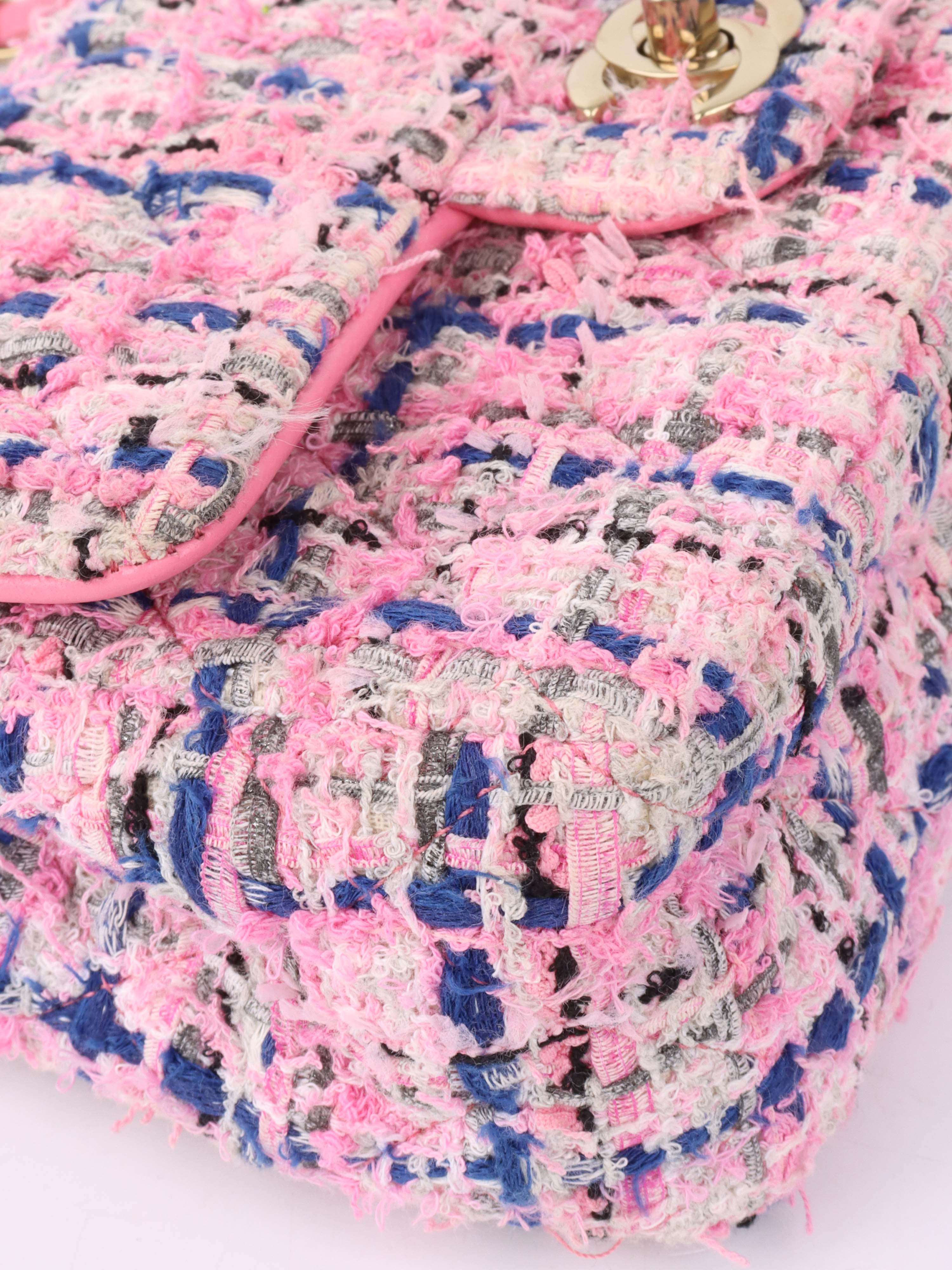 Chanel Pink & Blue Tweed Mini Rectangular Classic Flap Bag - Luxury Designer Handbag for Women | Perfect for Parties, Weddings & Special Occasions