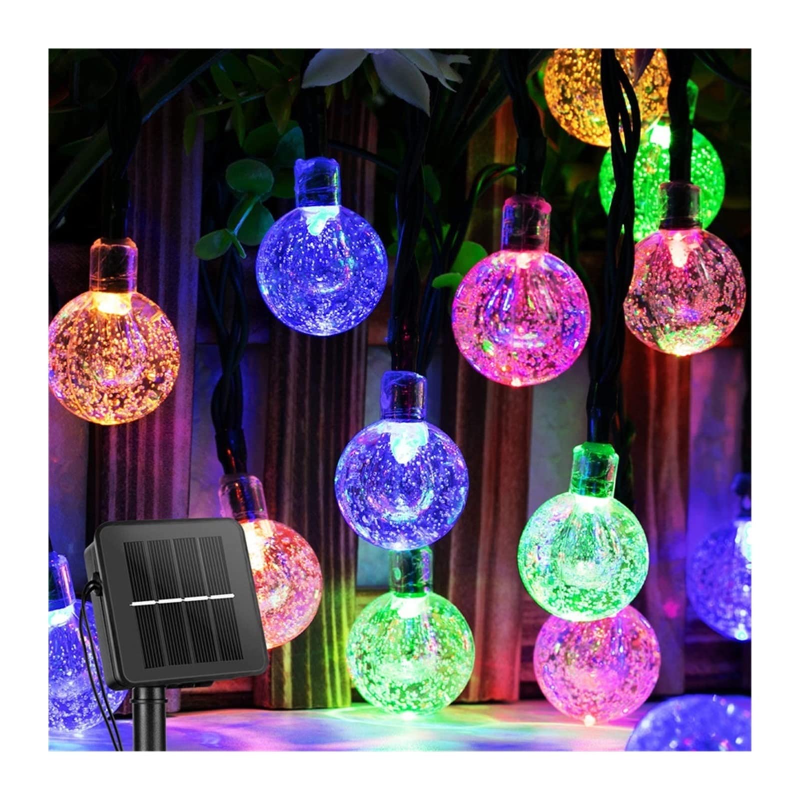 Solar Powered Outdoor String Lights - 100 LED Crystal Globe Lights with 8 Lighting Modes, Waterproof for Garden, Patio, Party & Wedding Decor (Multicolor, 12M) - Perfect for Backyard, Balcony, and Holiday Celebrations