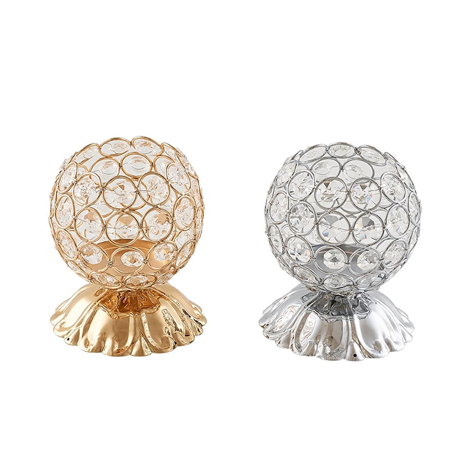 European-Style Kigauru Candle Holders Set of 2 - Gold & Silver Hollow Candlesticks for Wedding, Party, Home Decor, Table Centerpiece and Holiday Decoration