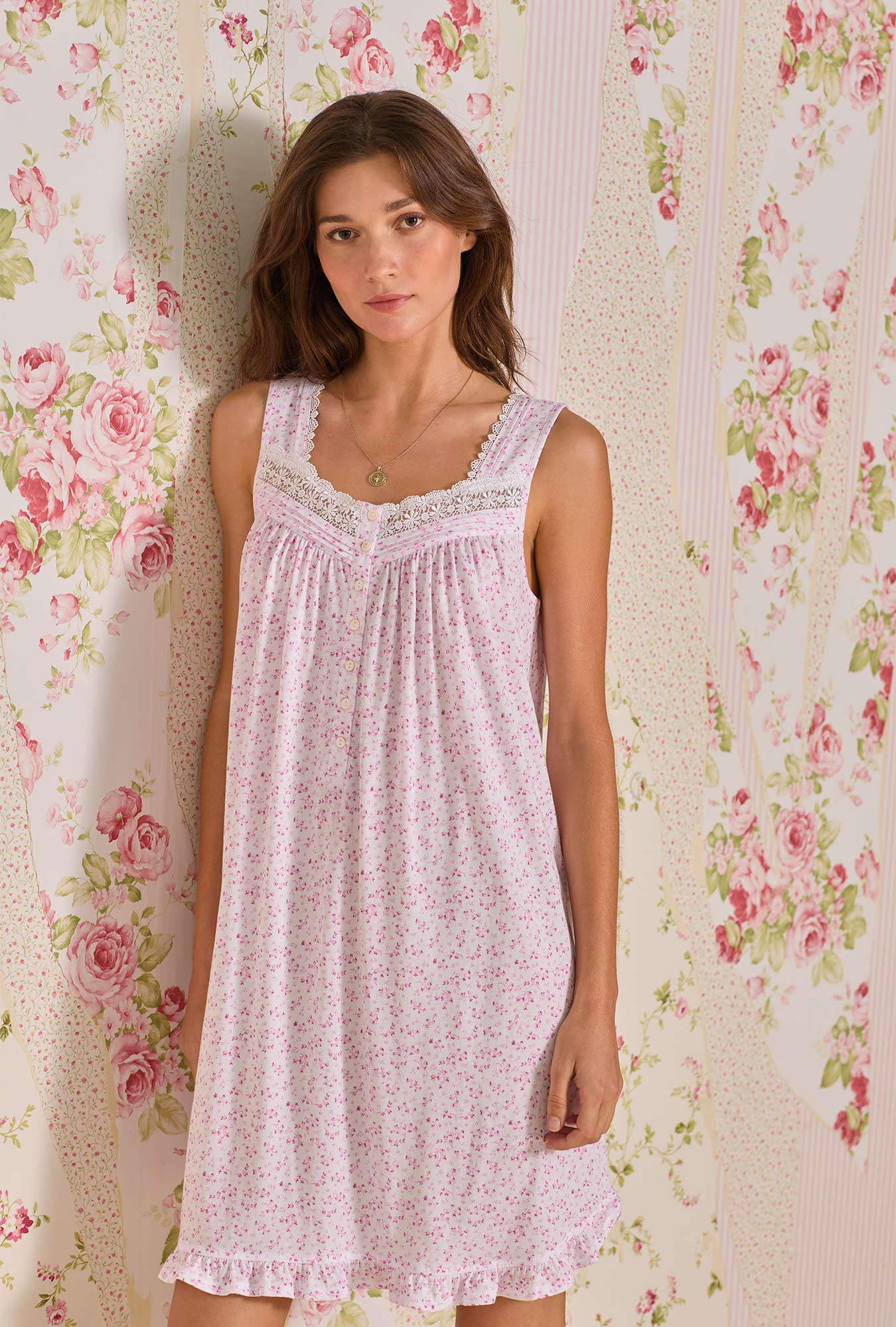 Floral Cotton Modal Short Chemise Nightgown - Soft & Comfortable Sleepwear for Women, Perfect for Summer Nights & Lounge Wear
