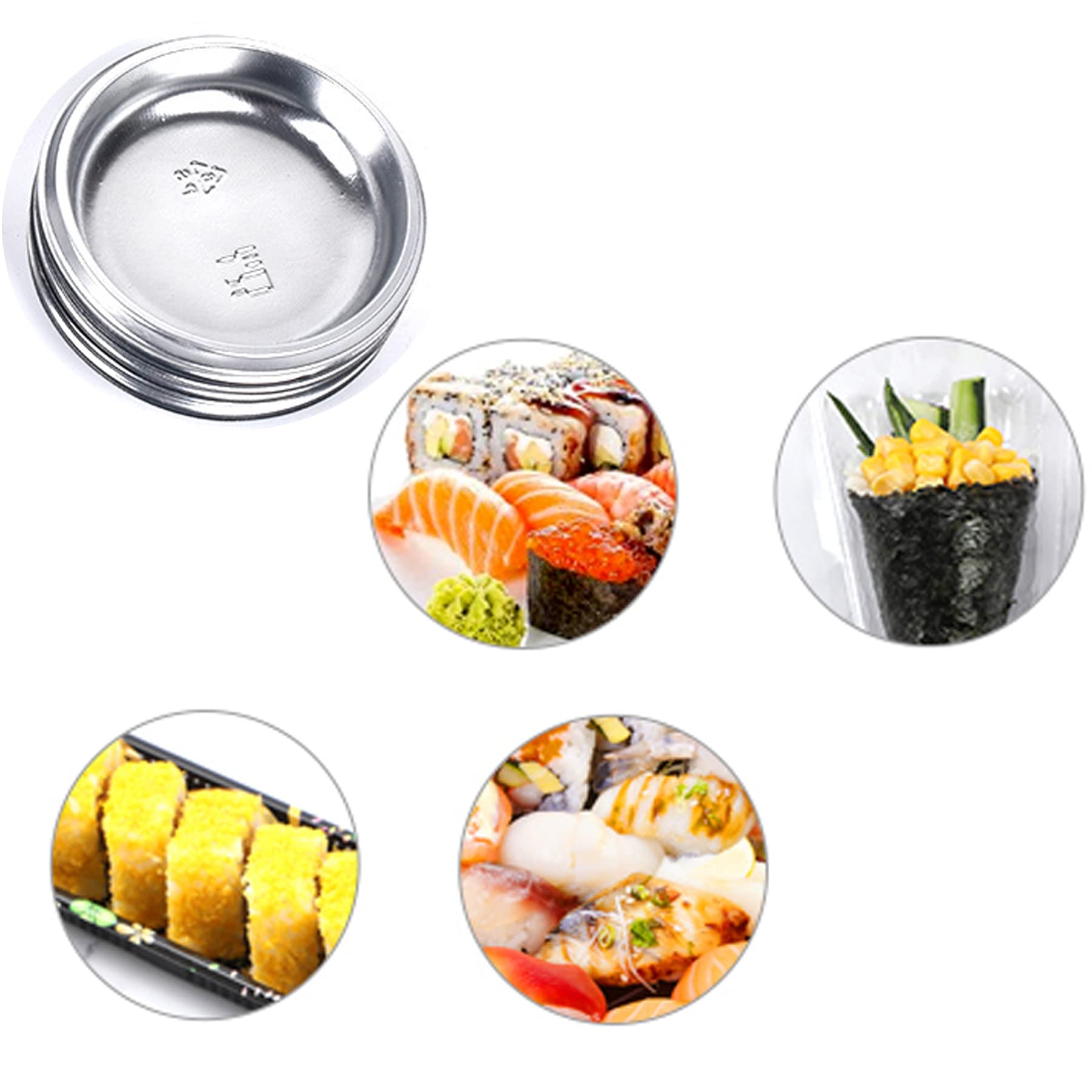 100-Pack Silver Mini Round Disposable Sauce Dishes - Small Dipping Plates for Desserts, Soy Sauce, Soup & Seasoning | Perfect for Home, Restaurants, Parties & Catering Events