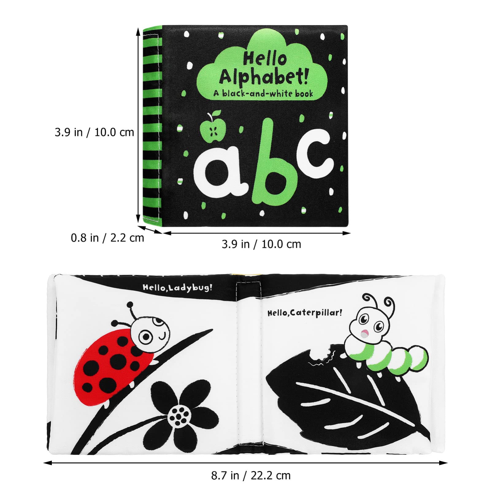 Toyvian 2 Pack Black & White High Contrast Baby Soft Cloth Books - Crinkle Sensory Activity for Early Learning (0-12 Months) | Perfect Newborn Educational Toys for Boys & Girls | Great for Tummy Time & Nursery Play