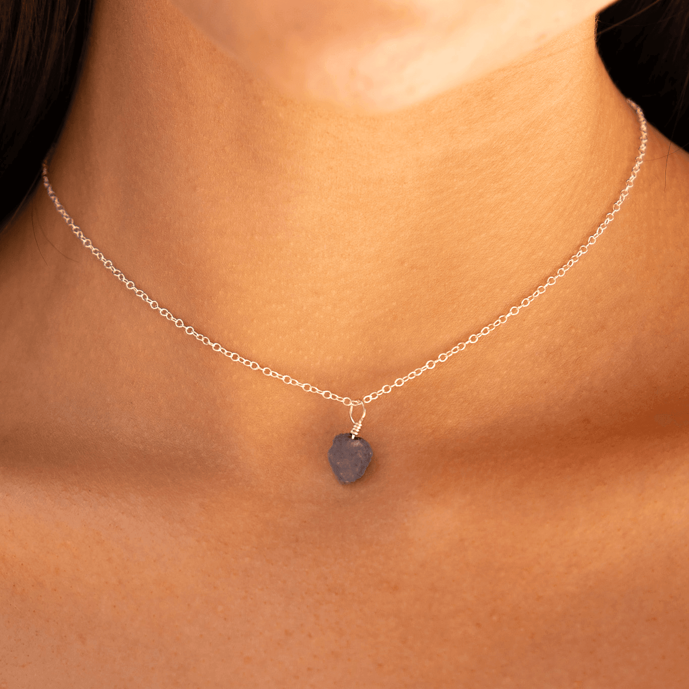 Tiny Rough Tanzanite Gemstone Pendant Choker Necklace - Handmade Natural Tanzanite Jewelry for Women, Boho Chic Layering Necklace for Everyday Wear & Special Occasions