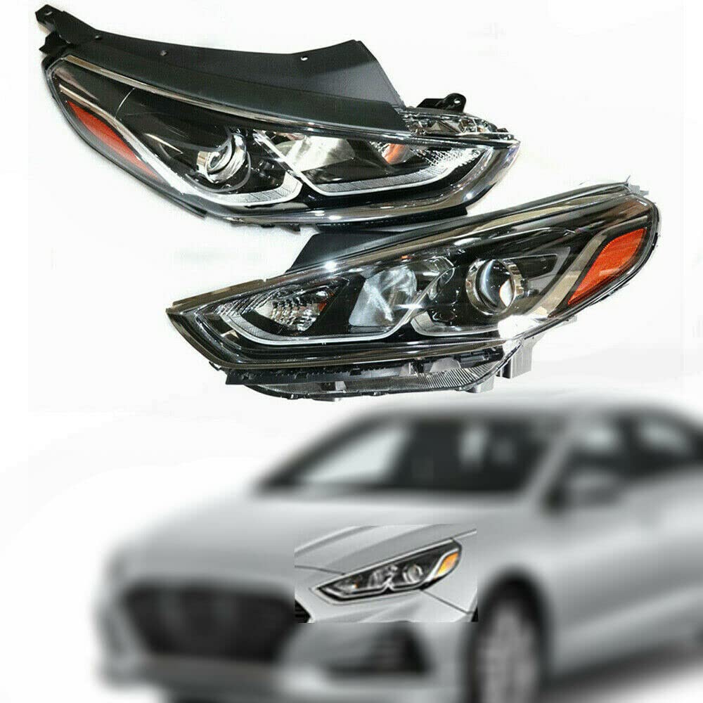 2018-2019 Hyundai Sonata Halogen Headlight Assembly Pair (Left & Right) - Replacement Headlights for Improved Night Driving Safety