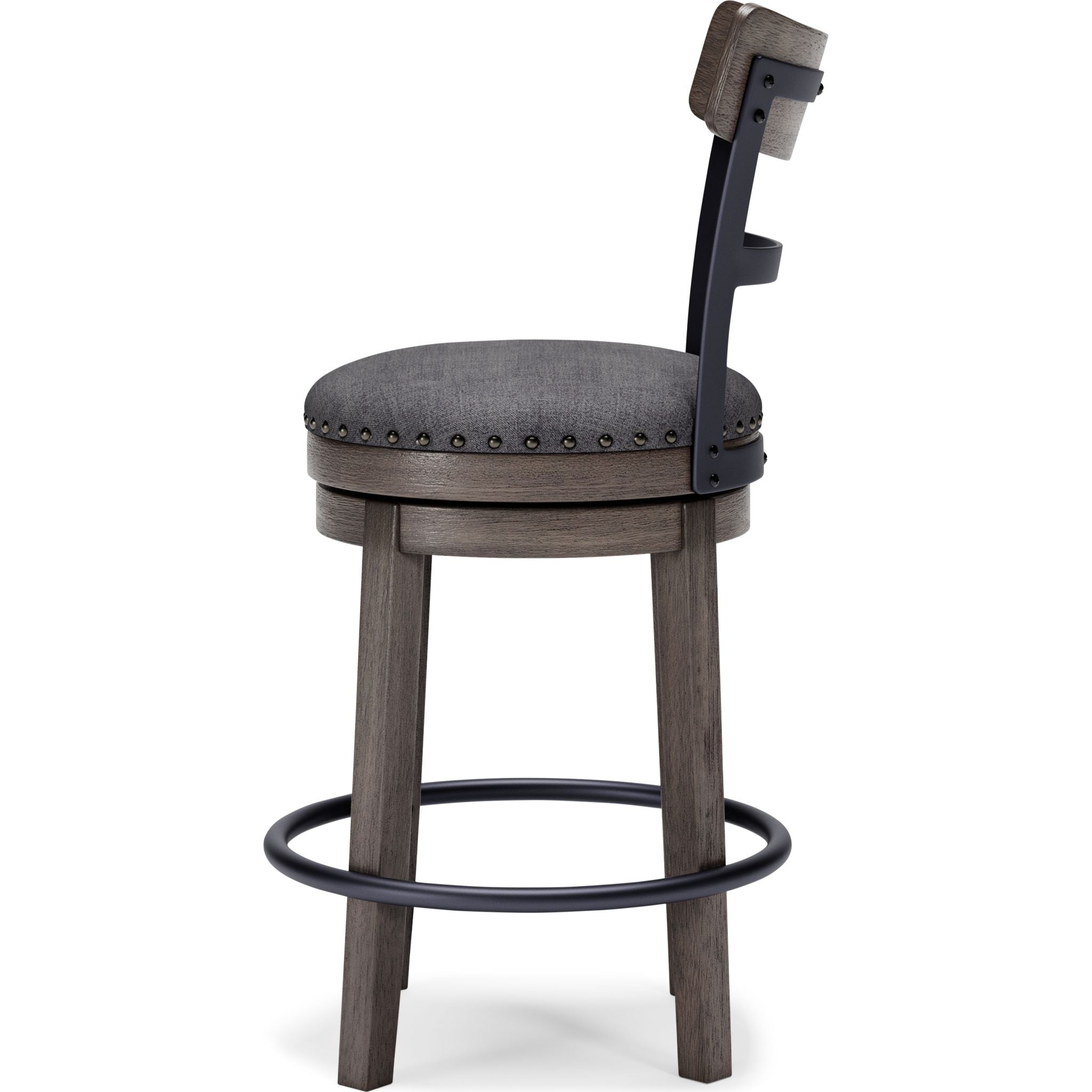 Caitbrook Counter Height Stool - Adjustable Gray Bar Stool with Backrest (D388-224) - Perfect for Kitchen Islands, Breakfast Bars & Home Bars