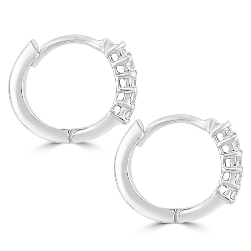 0.25 Carat Round Cut Diamond Hoop Huggie Earrings for Women in 14K White Gold - Perfect for Weddings, Anniversaries & Everyday Elegance