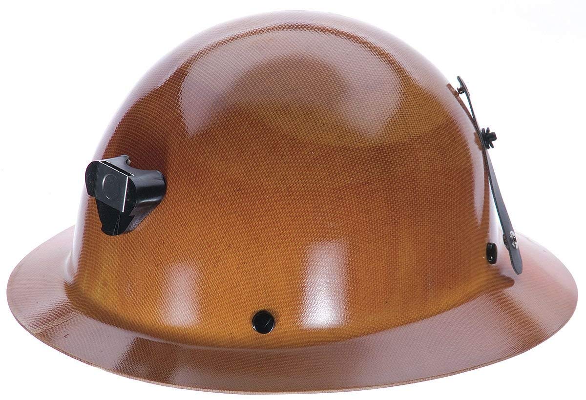MSA Skullgard Full Brim Hard Hat with Suspension - ANSI Approved Safety Helmet with Lamp Bracket & Cord Holder - Phenolic Resin Construction for Heat Resistance up to 350°F - Ideal for Construction, Mining & Industrial Work