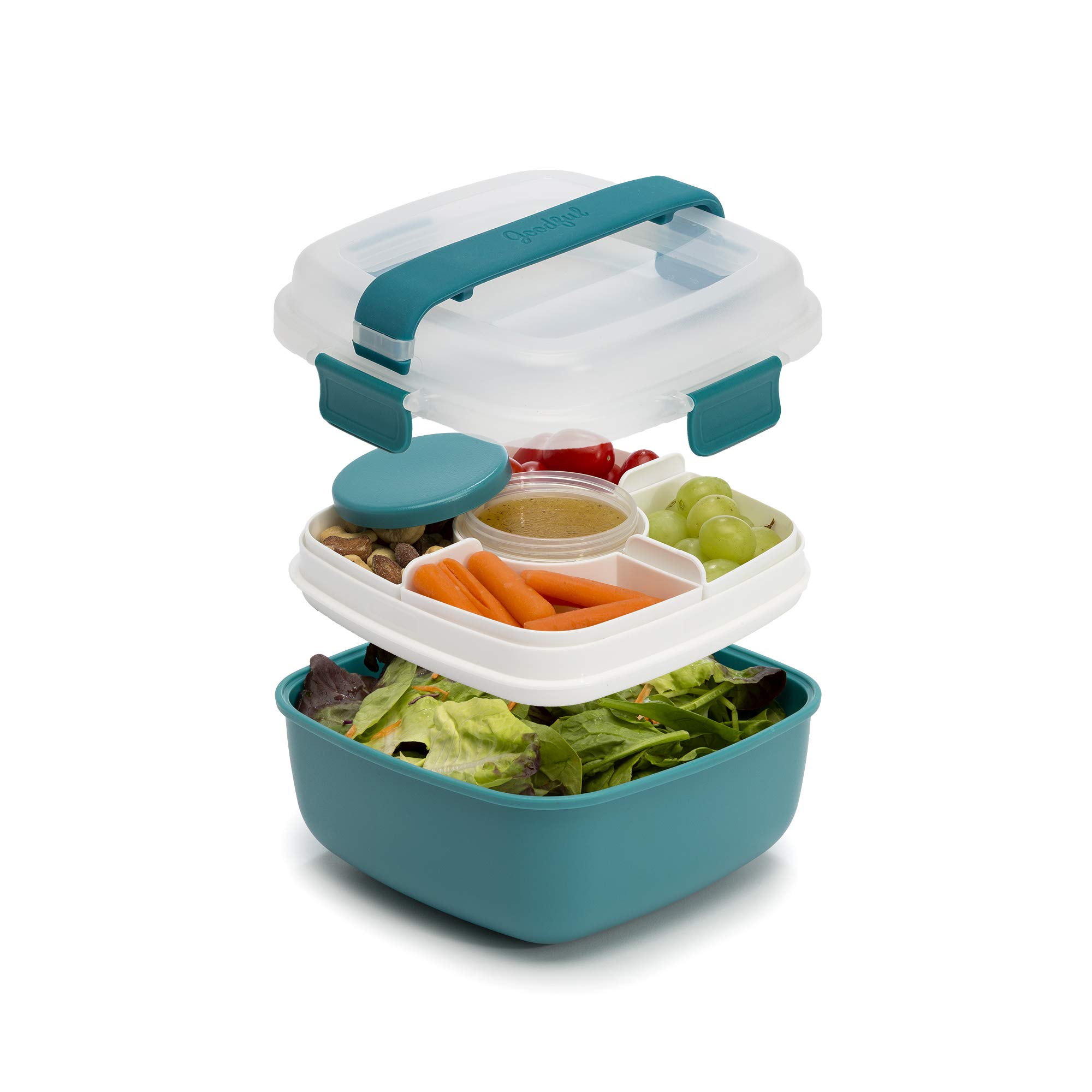 Goodful Stackable Bento Lunch Box - 56oz Leak-Proof Food Storage Container with Removable Compartments | BPA-Free Meal Prep for Sandwiches, Snacks & Salad Toppings | Perfect for Office, School & Picnics