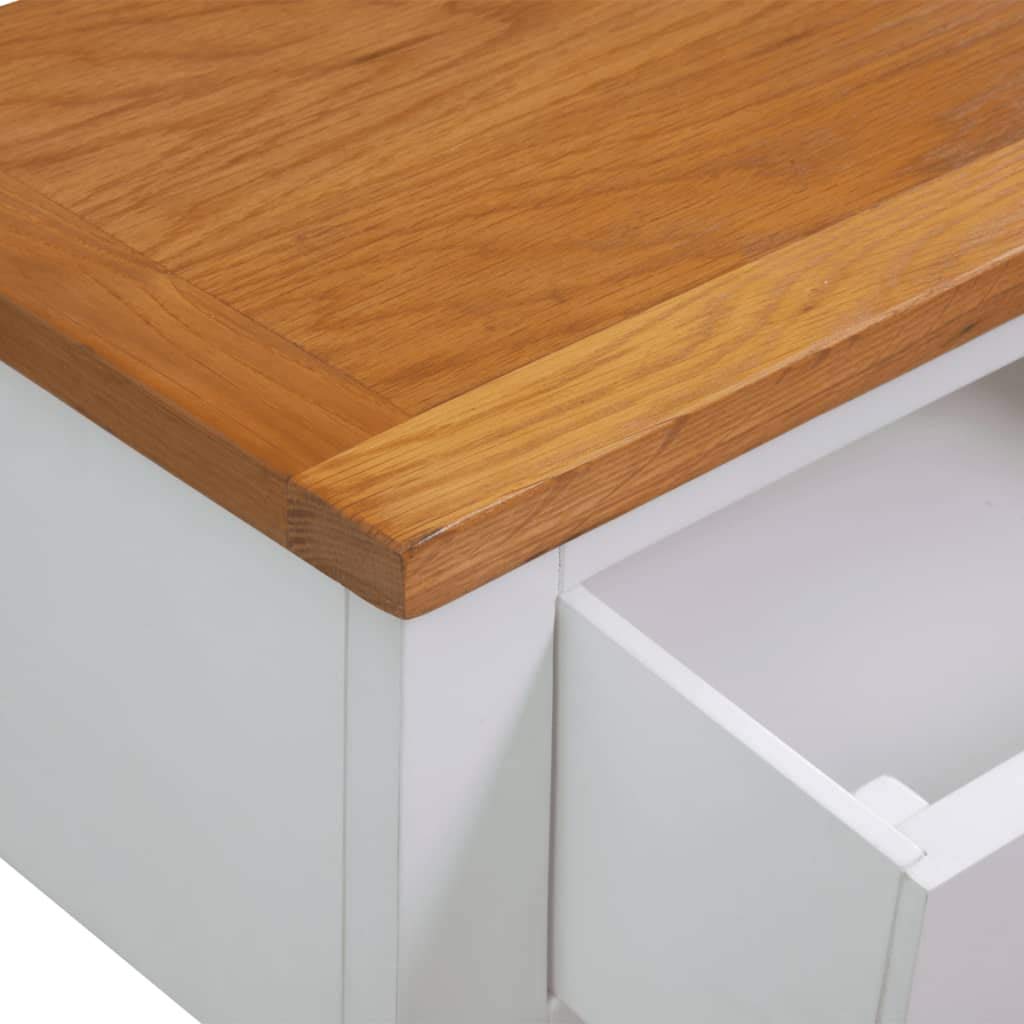 Modern Solid Oak Wood Console Table with 2 Drawers & Shelf - 32.7