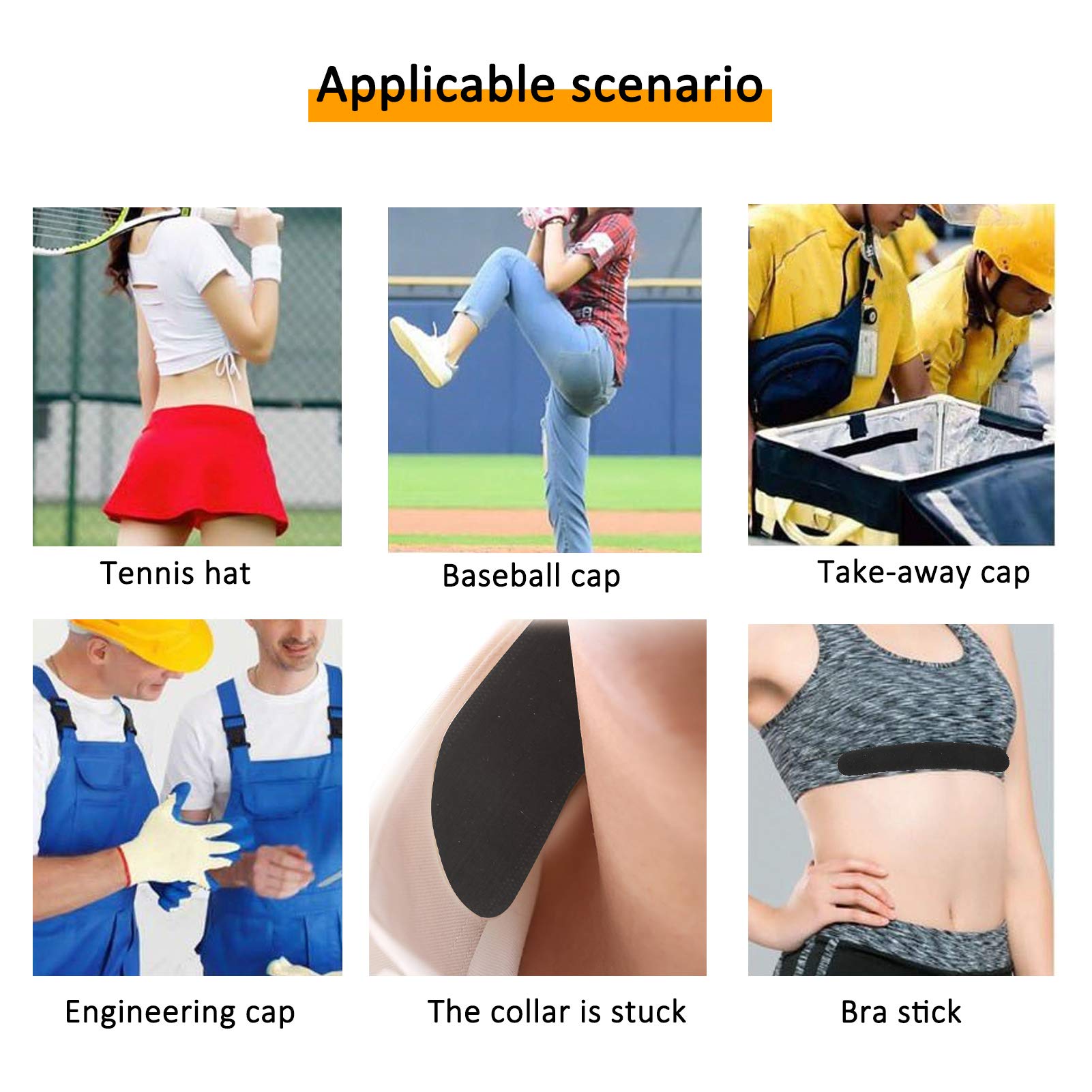 20pcs Disposable Self-Adhesive Collar Sweat Pads - Invisible Neck Liner Protector for Hats & Shirts - Prevents Sweat Stains for Women & Men (Black) | Perfect for Workouts, Outdoor Activities & Formal Wear