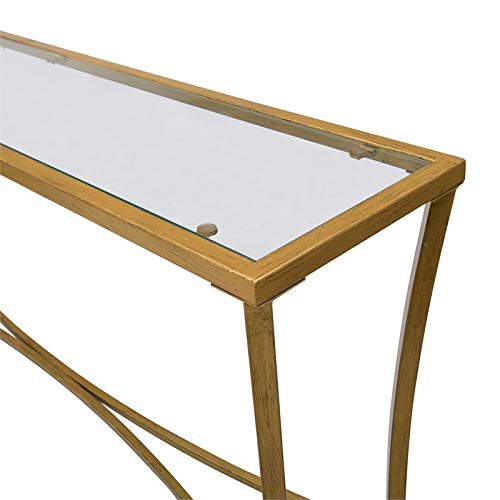 Antique Gold Palin Glass Top Console Table - Elegant Entryway & Hallway Decor for Home & Office