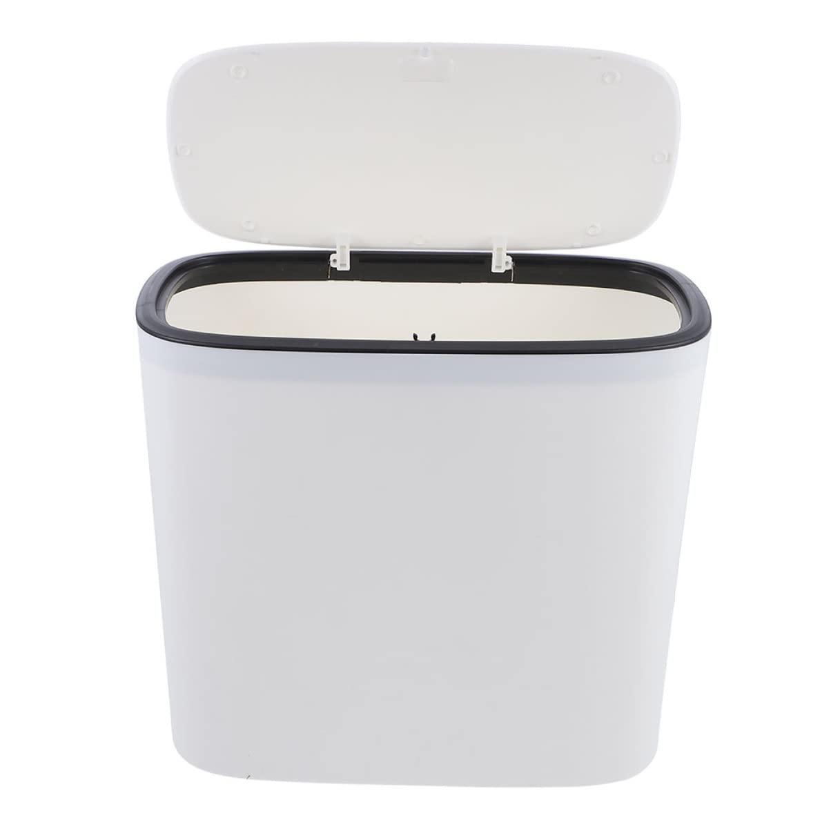 Garneck 13 Gallon Step Trash Can with Lid - White Plastic Kitchen Garbage Bin, Odor-Proof Wastebasket for Home, Office, Bathroom & Outdoor Use