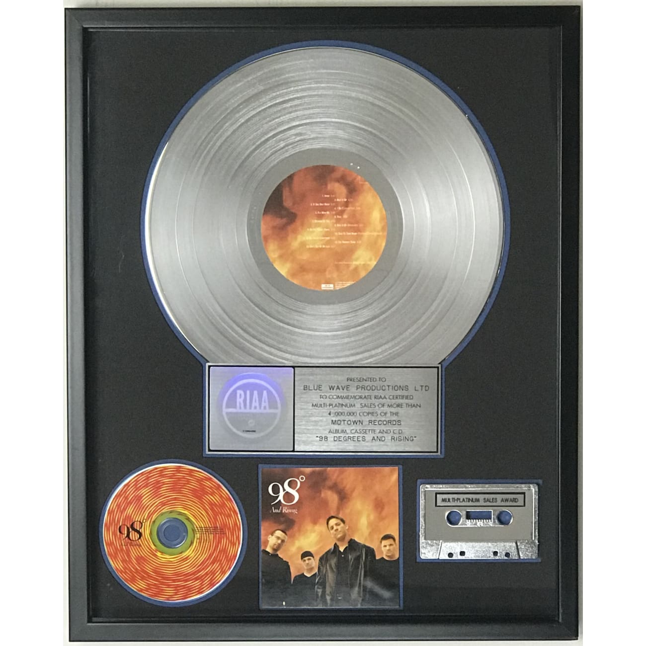 98 Degrees and Rising RIAA 4x Multi Platinum Album Award - Certified Music Collectible for Fans & Display (Perfect for Home Decor, Music Memorabilia Collections & Gift Giving)