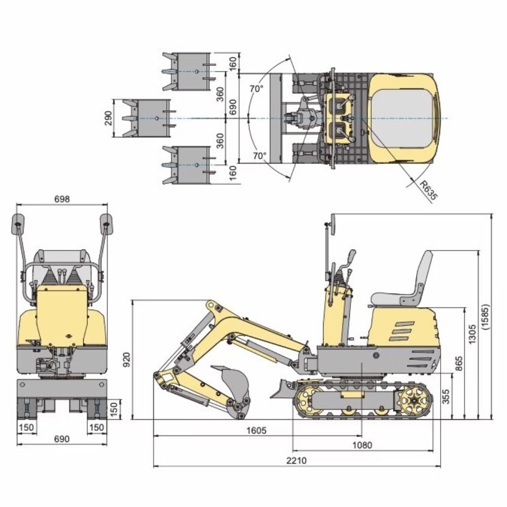 Forestwest Mini Excavator 306cc BM710 - Compact Digging Machine for Landscaping, Trenching & Construction Projects | Durable Small Excavator for Home & Professional Use