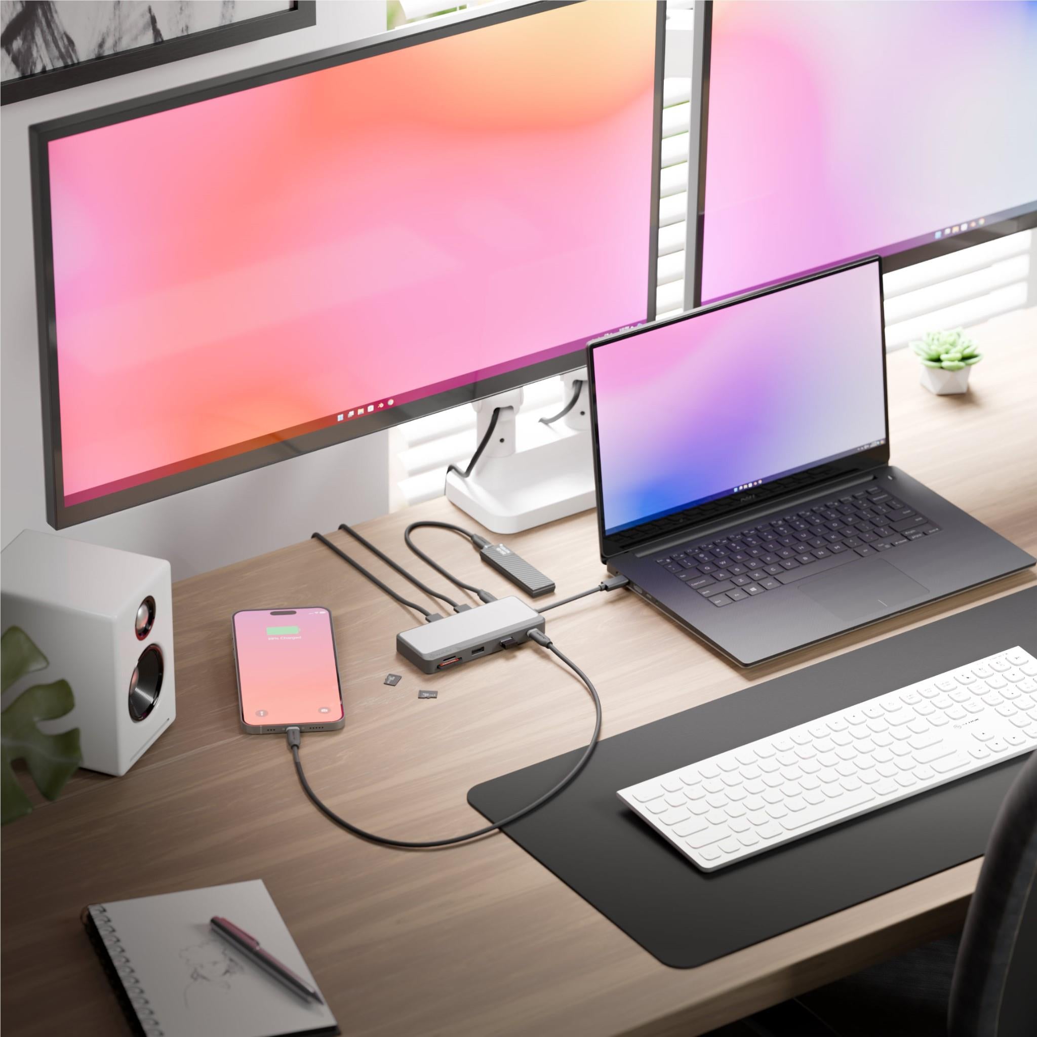 Alogic Fusion Pro AXIS USB C 8-in-1 Dual Display Docking Station for MacBook & Windows Laptops - 4K HDMI, Ethernet, USB Ports - Perfect for Home Office & Remote Work Setup